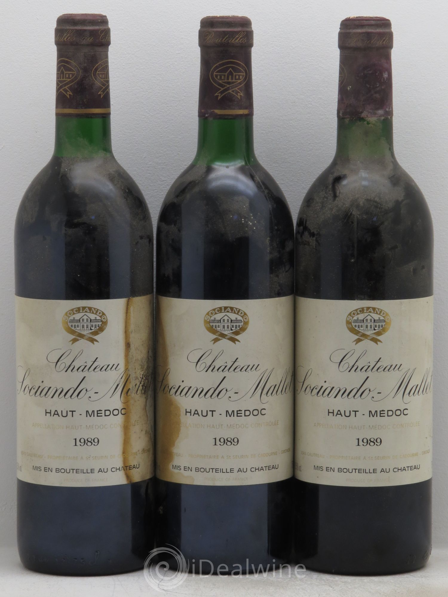 Château Sociando Mallet 1989 - Lot de 3 bouteilles - 0