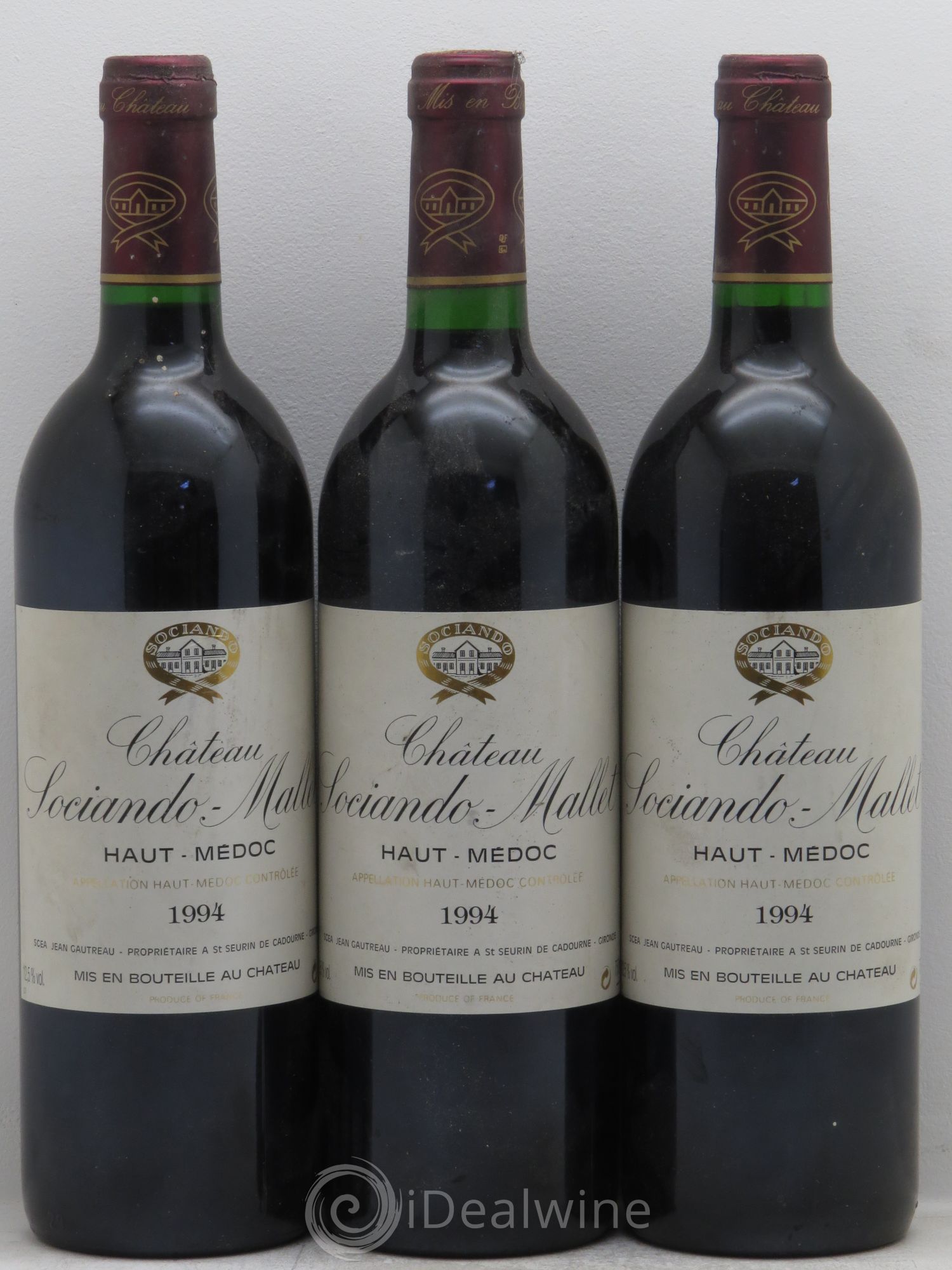 Château Sociando Mallet 1994 - Lot de 3 bouteilles - 0