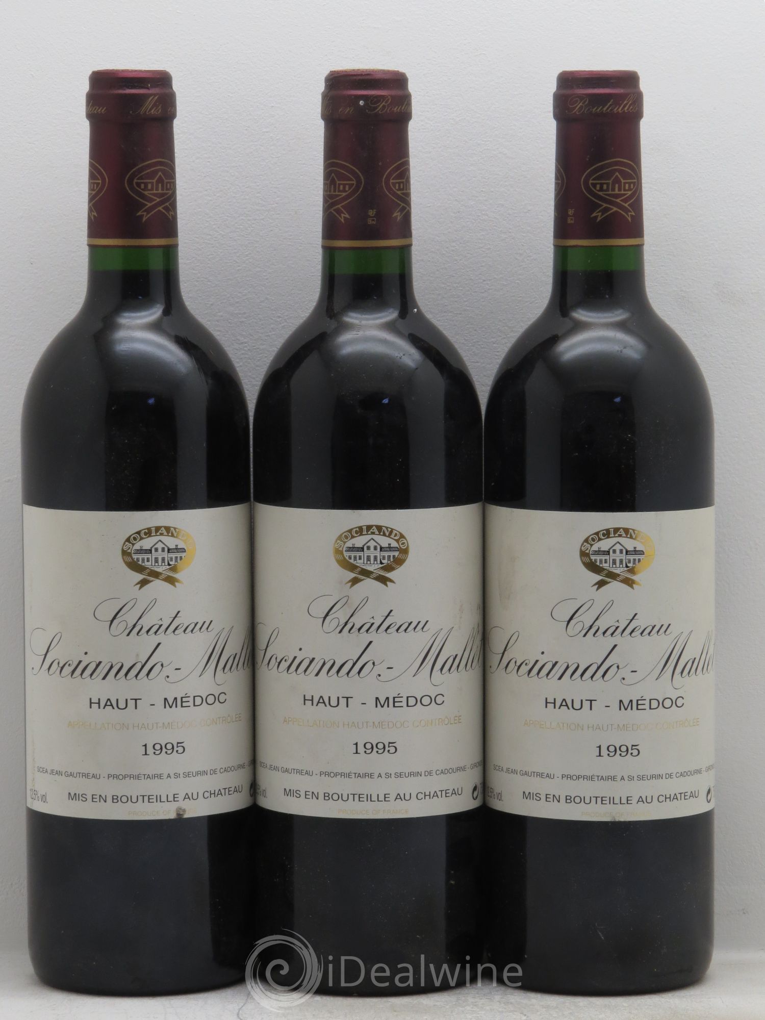 Château Sociando Mallet 1995 - Lot de 3 bouteilles - 0