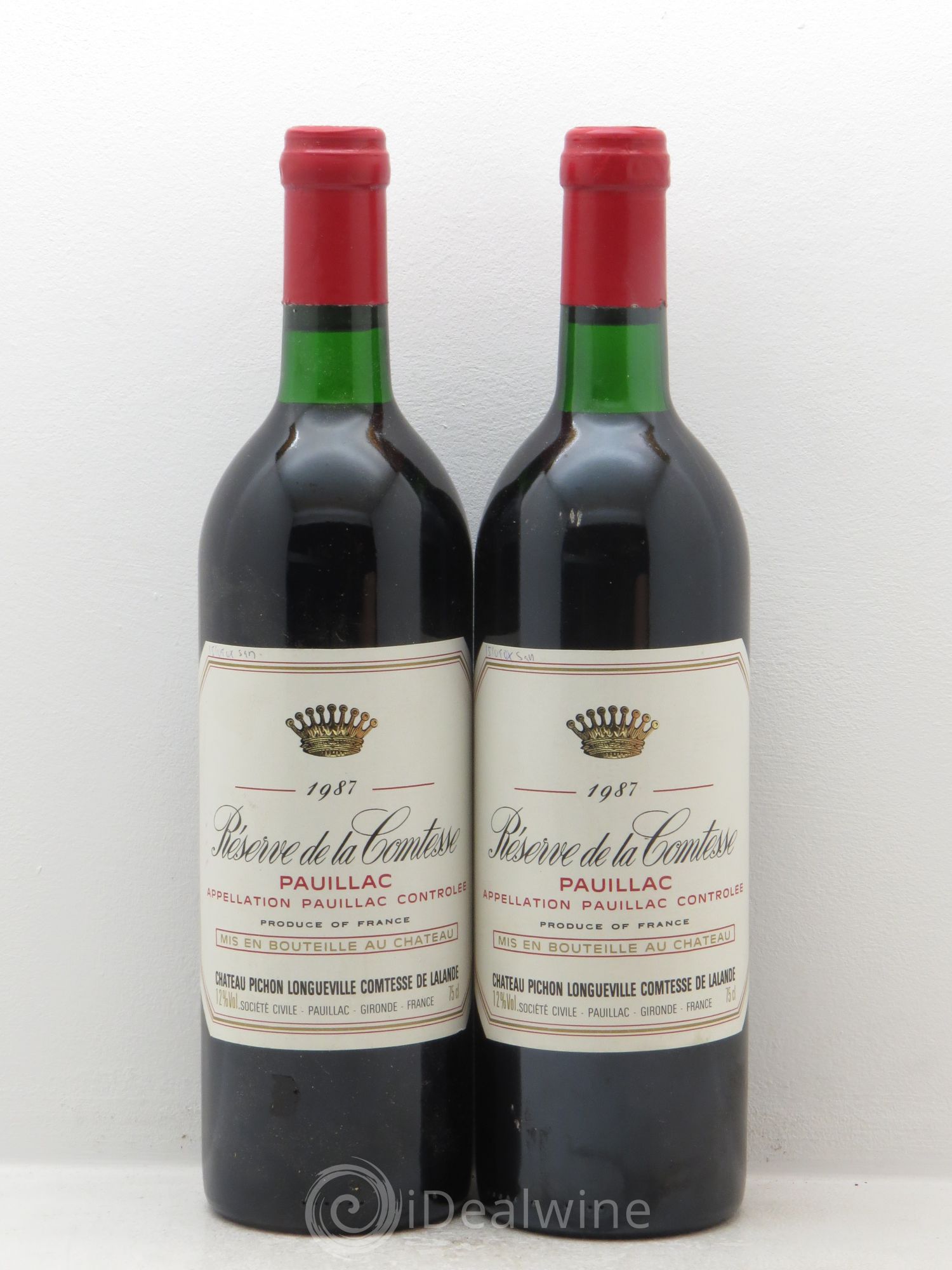 Réserve de la Comtesse Second Vin 1987 - Lot de 2 bouteilles - 0