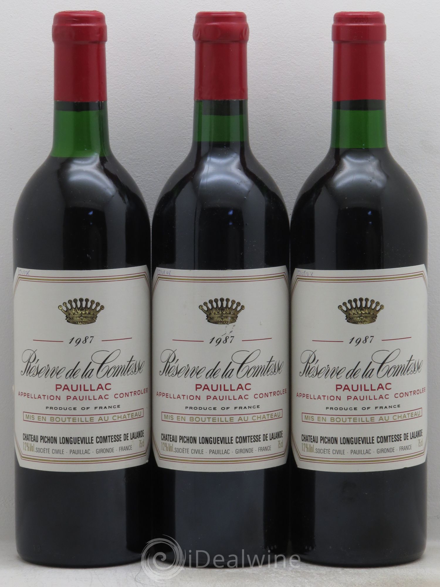 Réserve de la Comtesse Second Vin 1987 - Lot de 3 bouteilles - 0