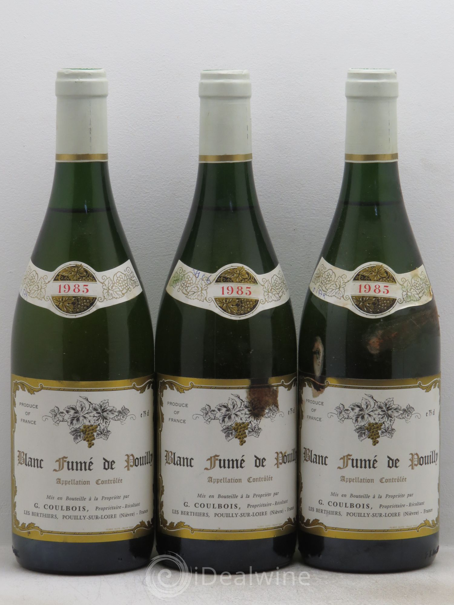Pouilly-Fumé Blanc fumé de Pouilly G. Coulbois 1985 - Posten von 3 Flaschen - 0