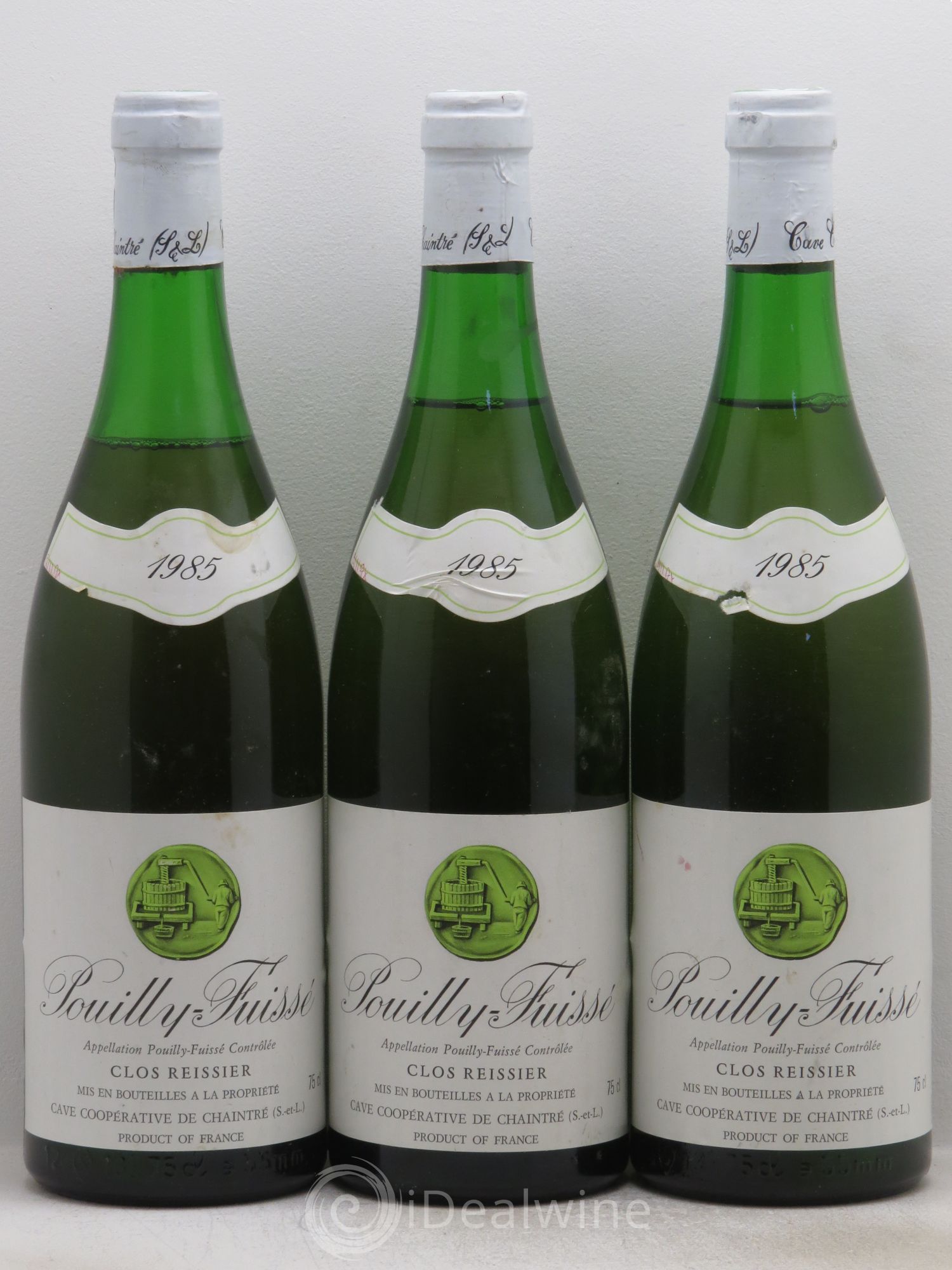Pouilly-Fuissé Cave coopérative Chaintré 1985 - Posten von 3 Flaschen - 0