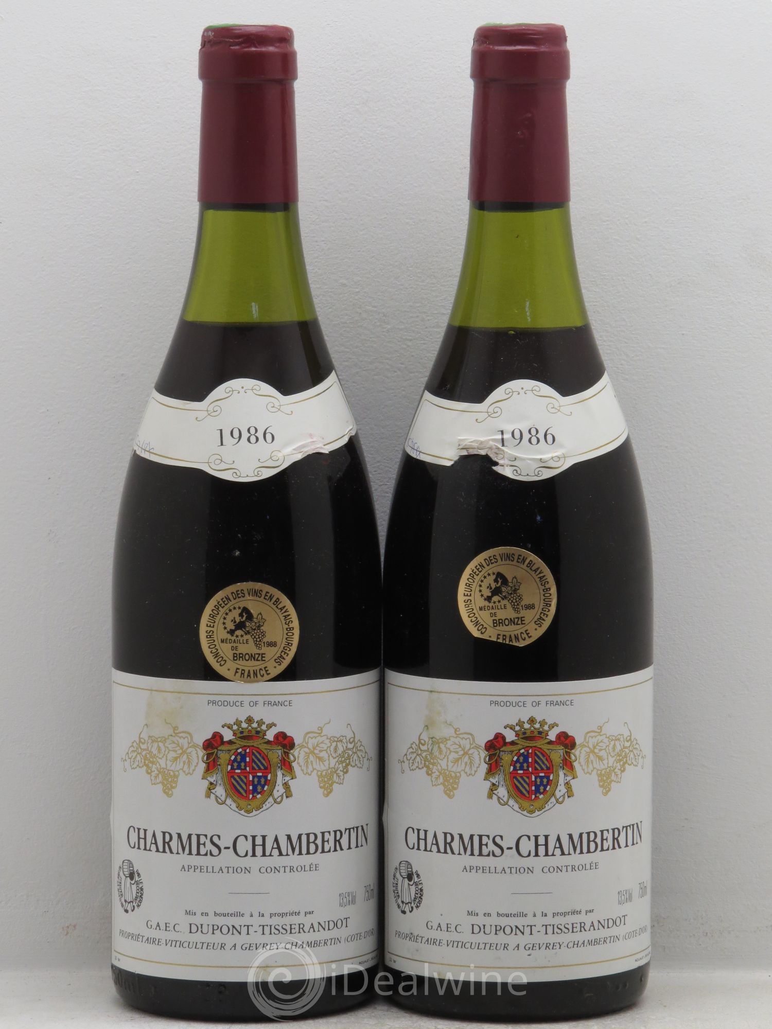 Charmes-Chambertin Grand Cru Dupont-Tisserandot (Domaine) 1986 - Lot de 2 bouteilles - 0