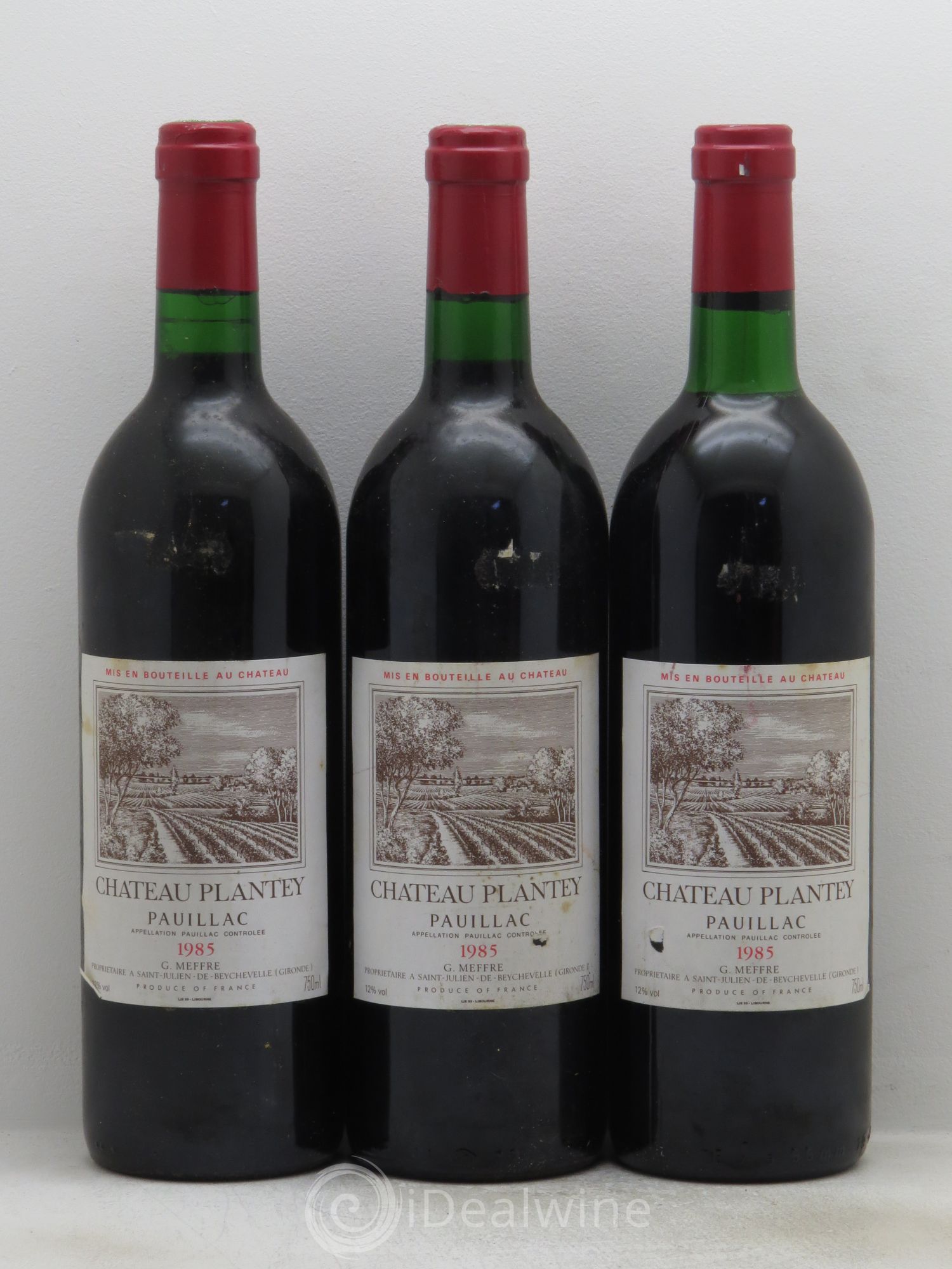 Château Plantey Cru Bourgeois 1985 - Lot de 3 bouteilles - 0