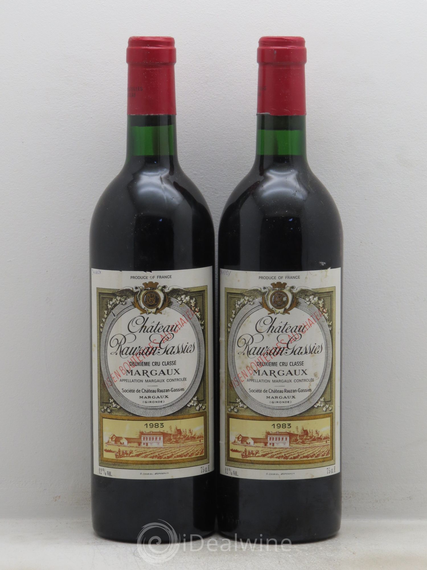 Château Rauzan-Gassies 2ème Grand Cru Classé 1983 - Lot de 2 bouteilles - 0