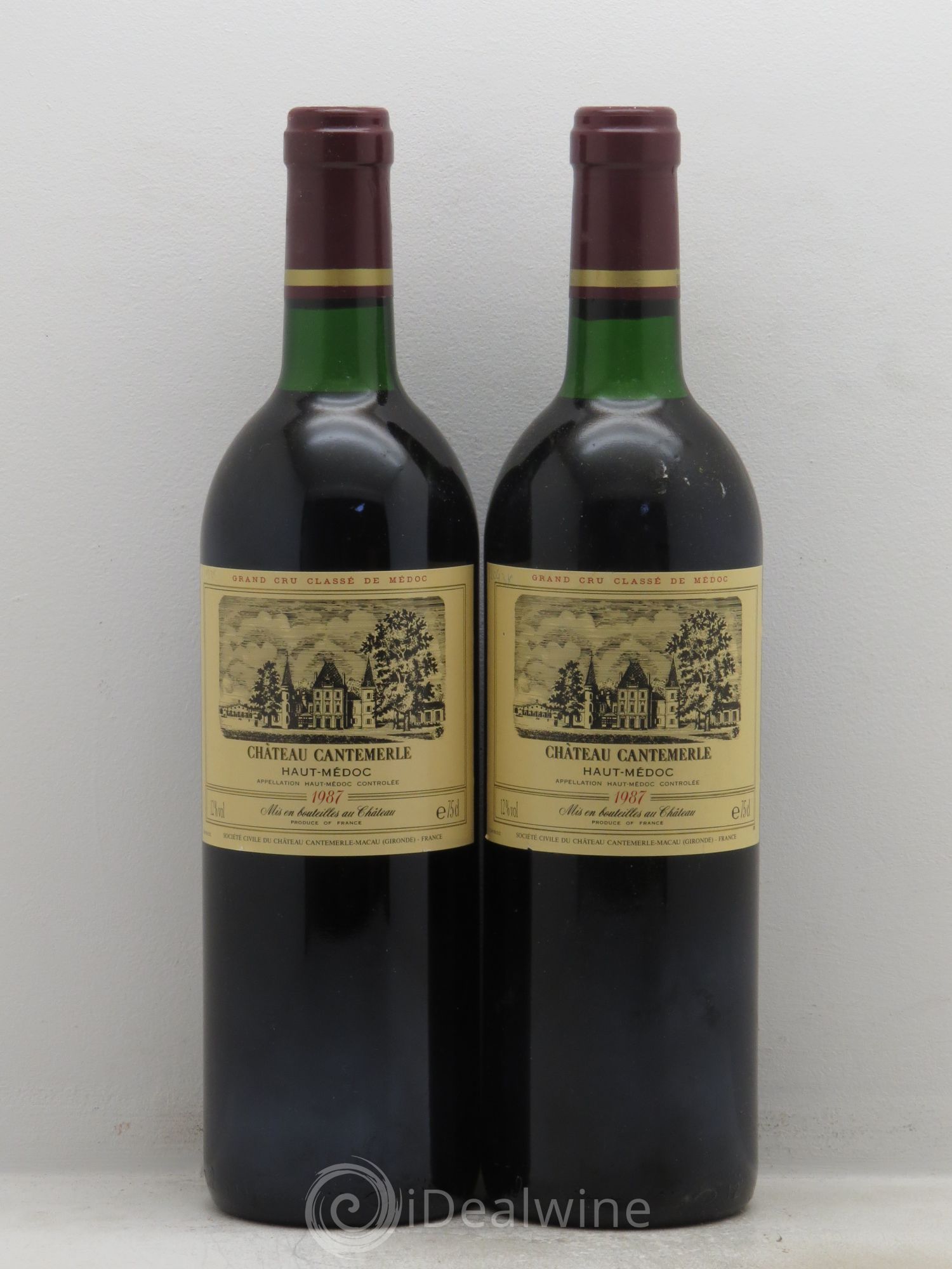 Château Cantemerle 5ème Grand Cru Classé Trace stylo 1987 - Lot de 2 bouteilles - 0