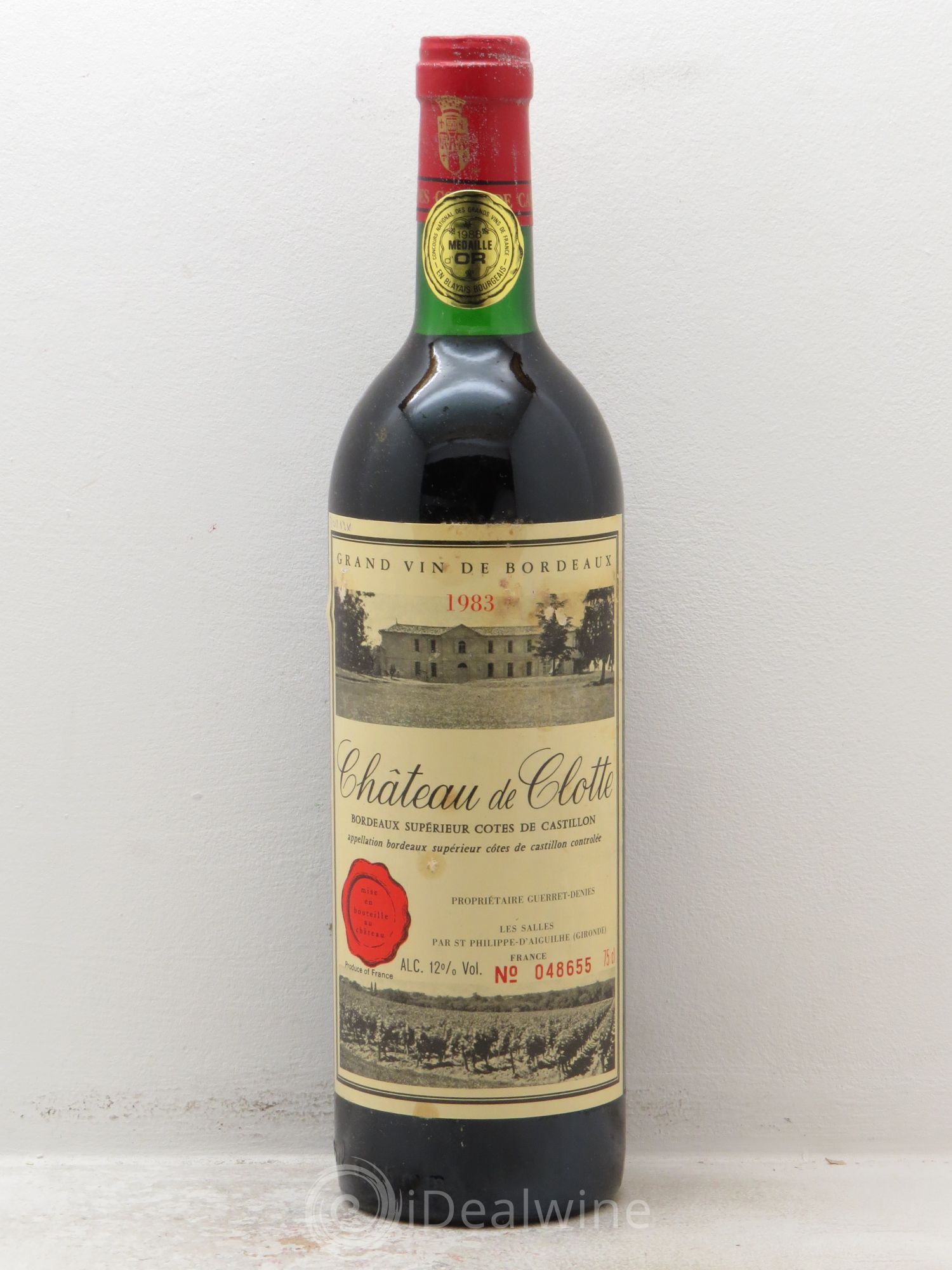 Castillon-Côtes-de-Bordeaux (Côtes-de-Castillon) Château de Clotte (sans prix de réserve) 1983 - Posten von 1 Flasche - 0