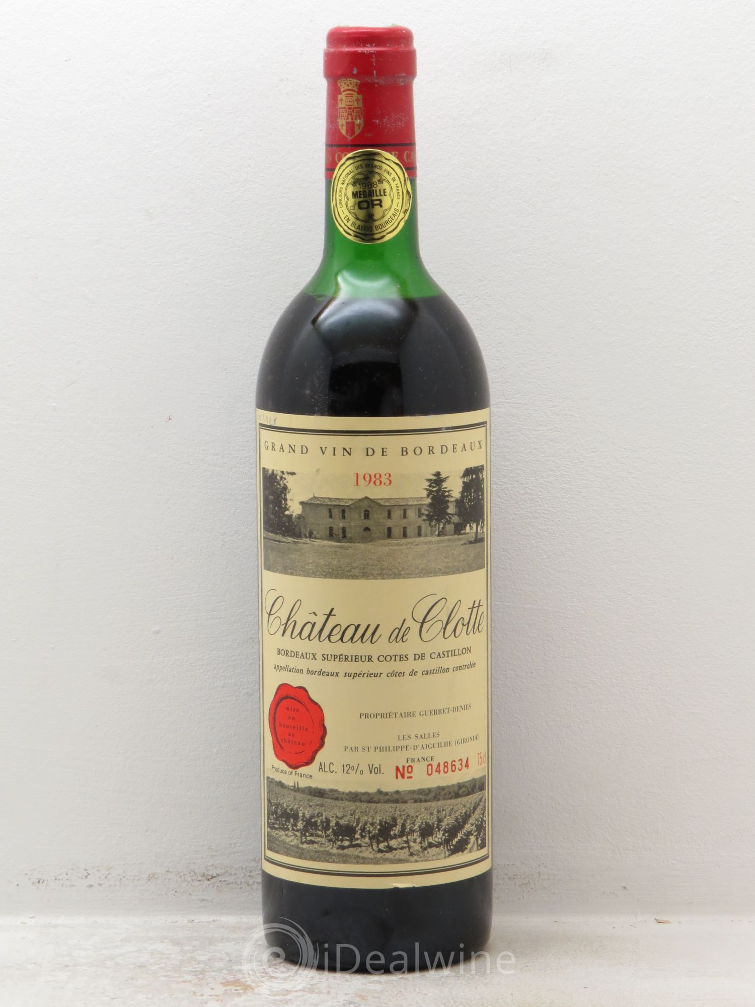 Castillon-Côtes-de-Bordeaux (Côtes-de-Castillon) Château de Clotte (sans prix de réserve) 1983 - Posten von 1 Flasche - 0