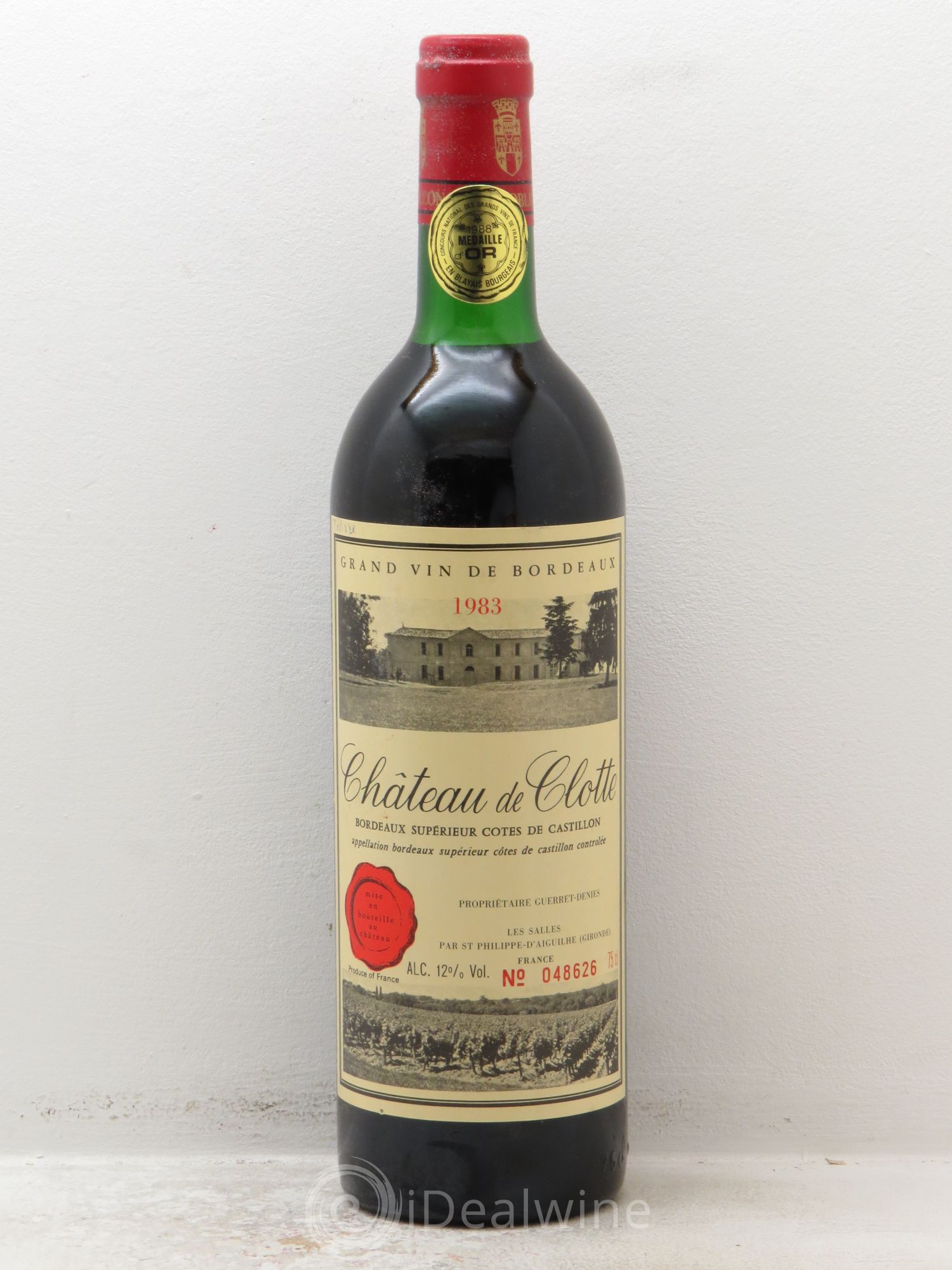 Castillon-Côtes-de-Bordeaux (Côtes-de-Castillon) Château de Clotte (sans prix de réserve) 1983 - Posten von 1 Flasche - 0