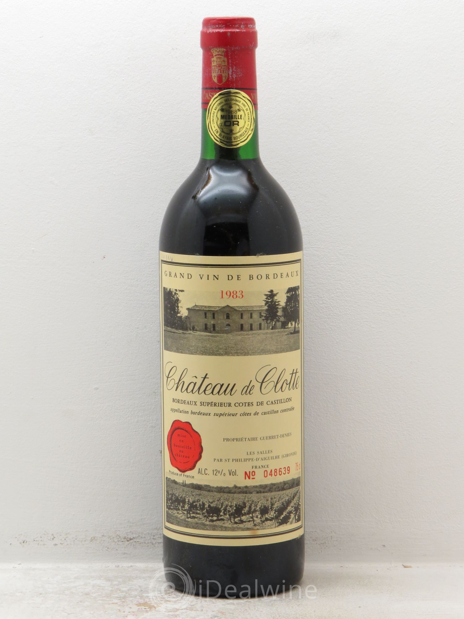 Castillon-Côtes-de-Bordeaux (Côtes-de-Castillon) Château de Clotte (sans prix de réserve) 1983 - Posten von 1 Flasche - 0