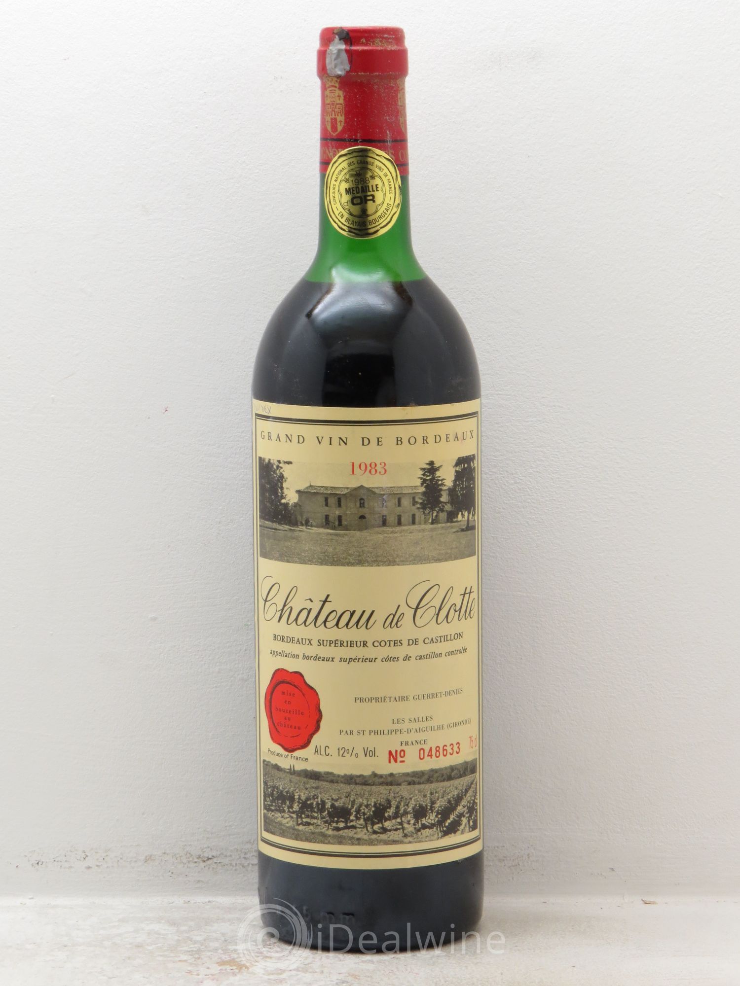 Castillon-Côtes-de-Bordeaux (Côtes-de-Castillon) Château de Clotte (sans prix de réserve) 1983 - Posten von 1 Flasche - 0