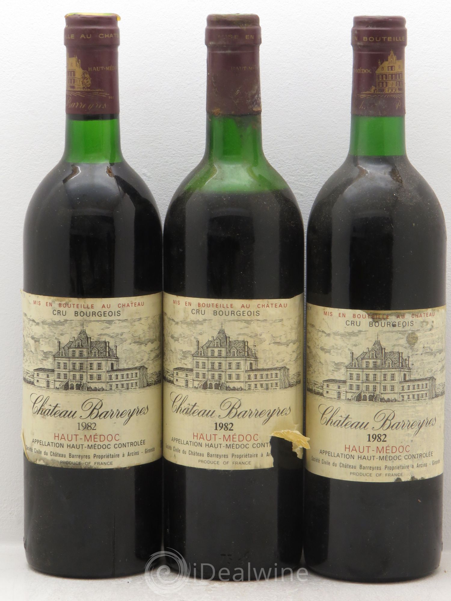 Château Barreyres Cru Bourgeois 1982 - Lot de 3 bouteilles - 0
