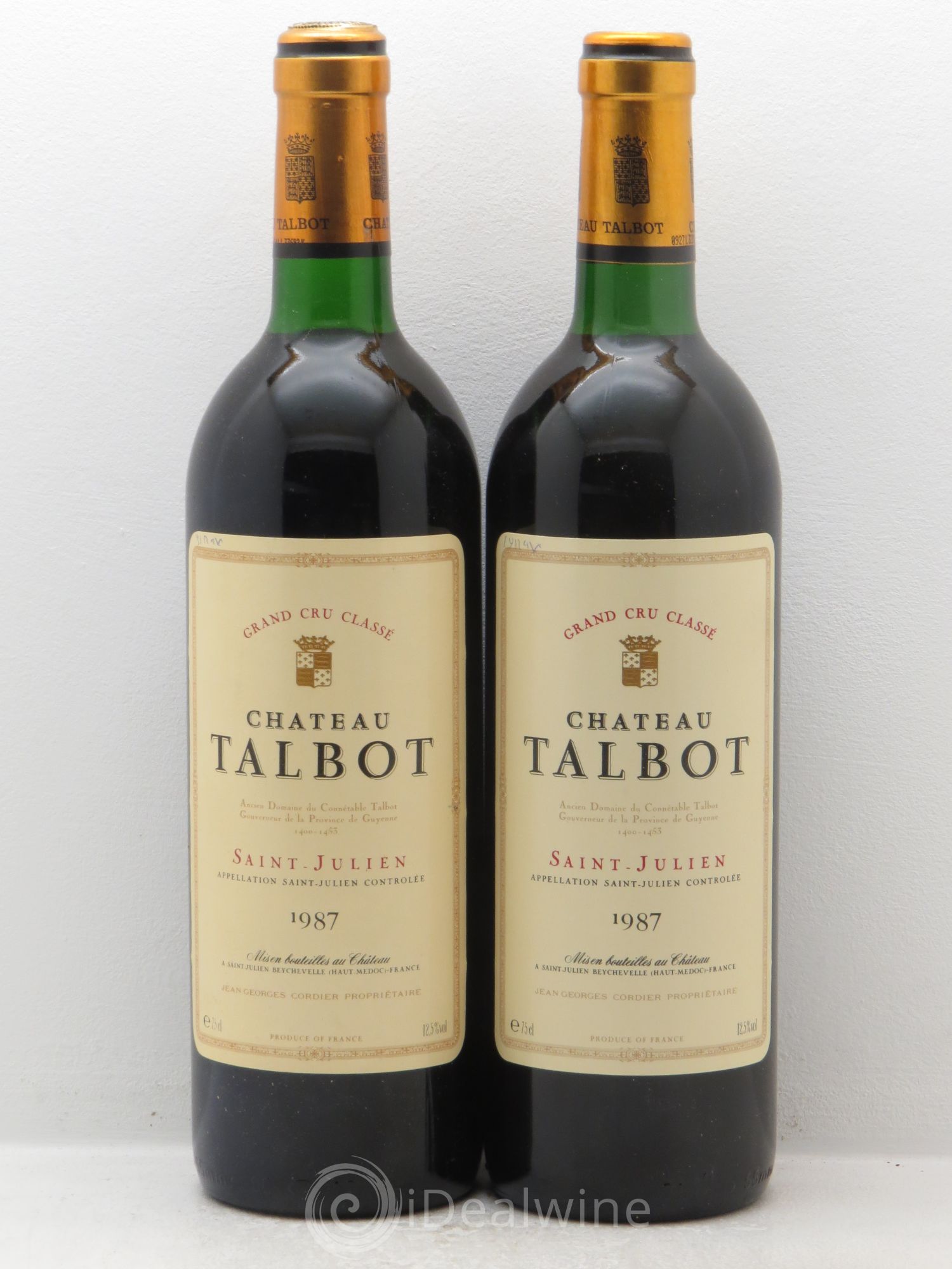Château Talbot 4ème Grand Cru Classé 1987 - Lot de 2 bouteilles - 0