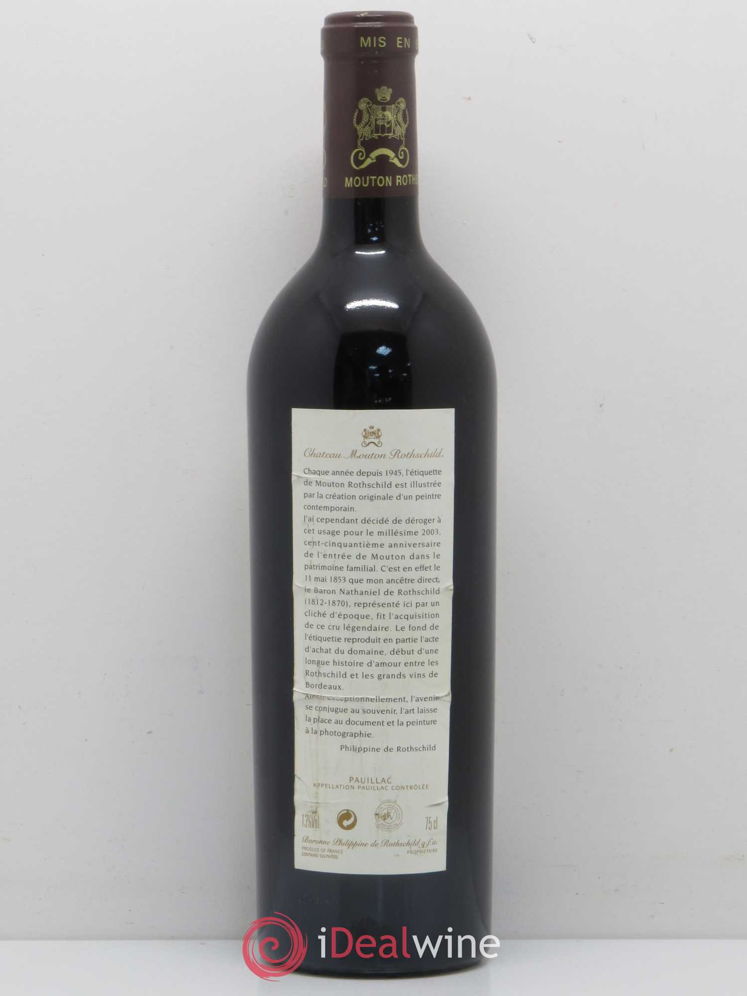 Château Mouton Rothschild 1er Grand Cru Classé 2003 - Lot de 1 bouteille - 1
