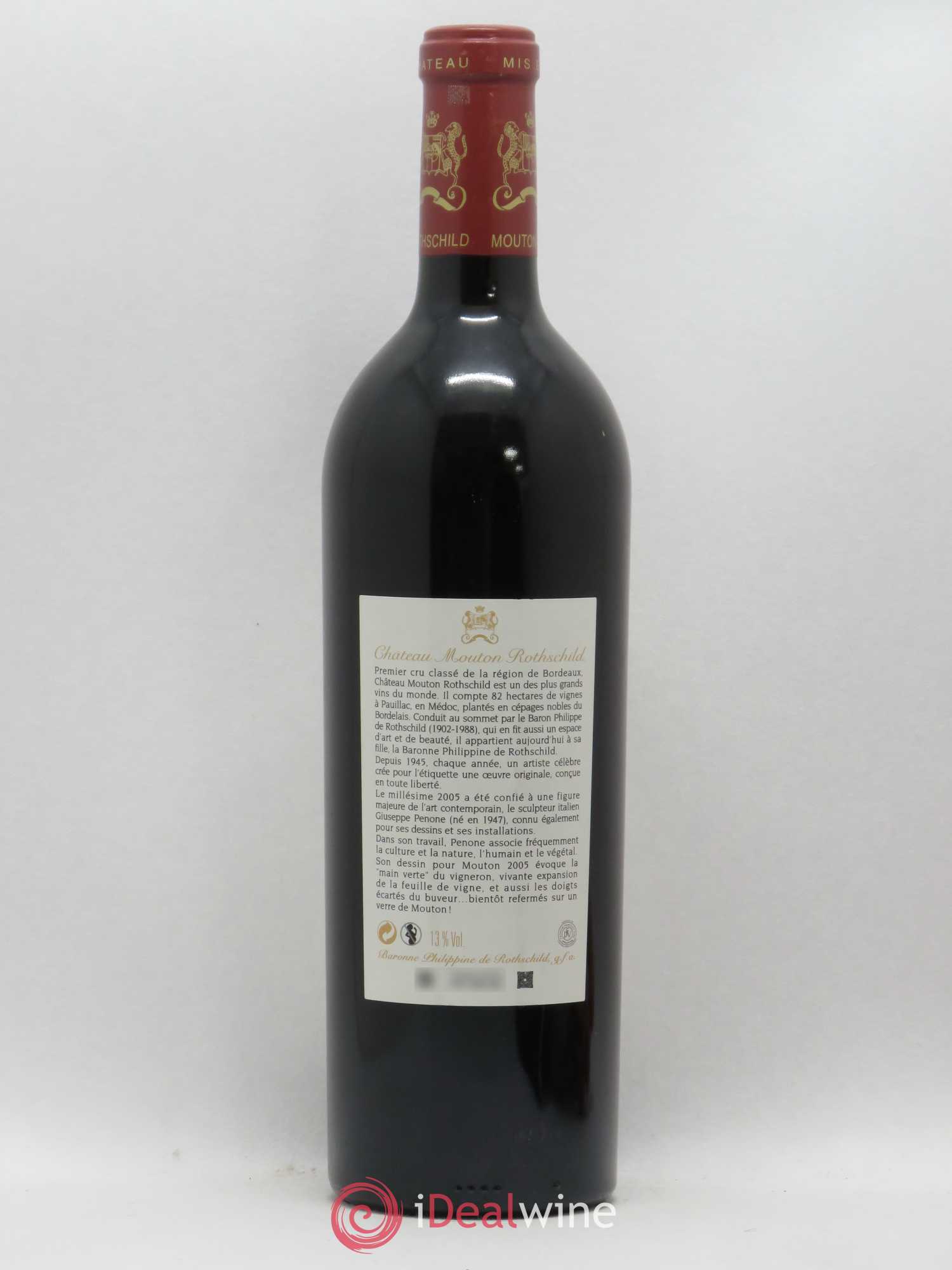 Château Mouton Rothschild 1er Grand Cru Classé 2005 - Lot de 1 bouteille - 1