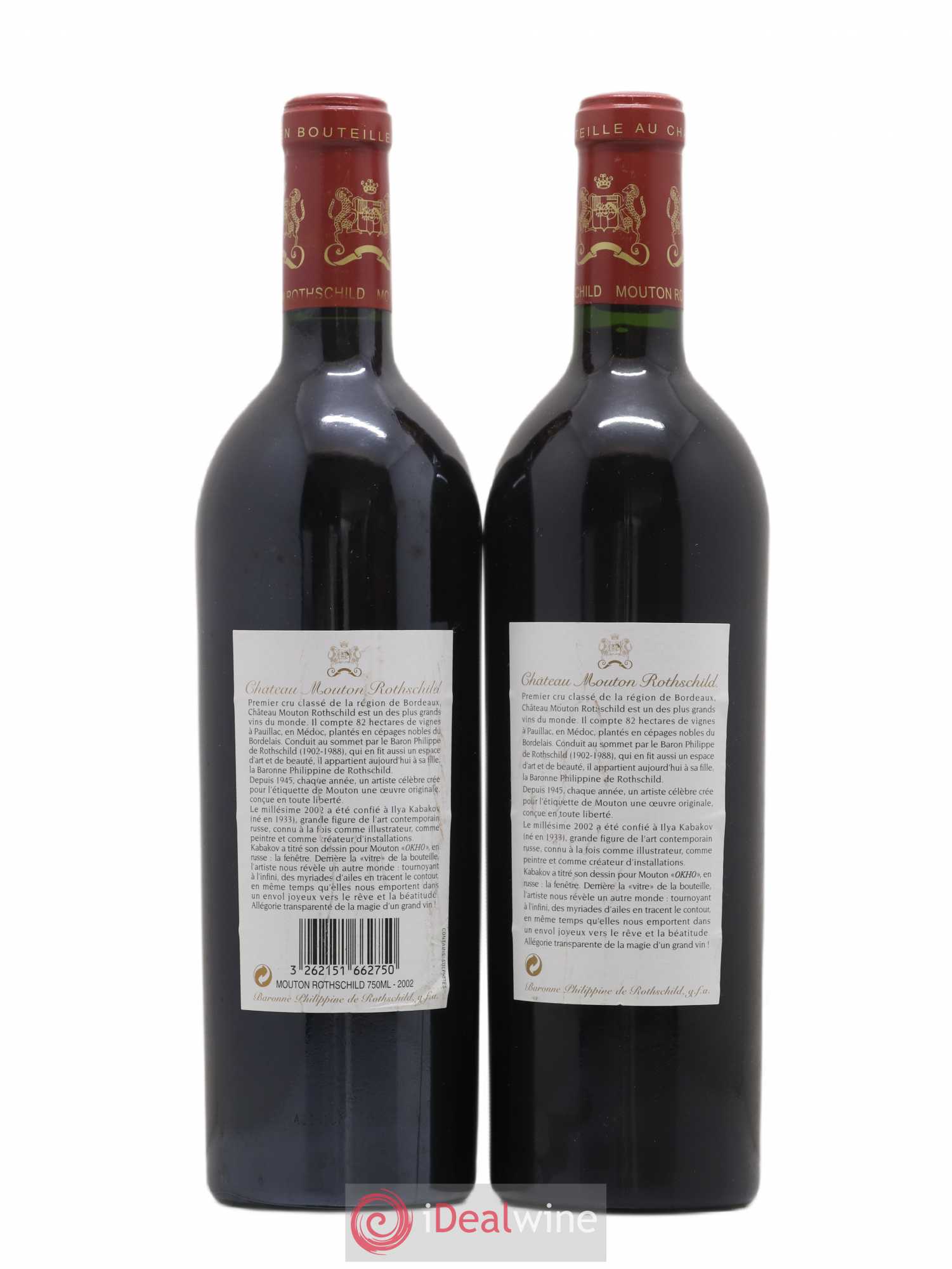 Château Mouton Rothschild 1er Grand Cru Classé 2002 - Lot de 2 bouteilles - 1