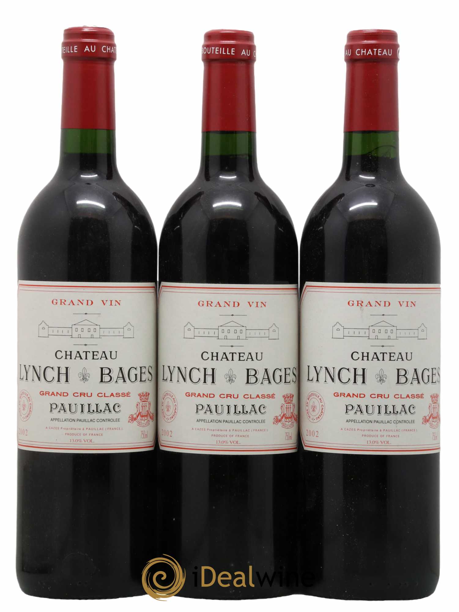 Château Lynch Bages 5ème Grand Cru Classé 2002 - Lot de 3 bouteilles - 0