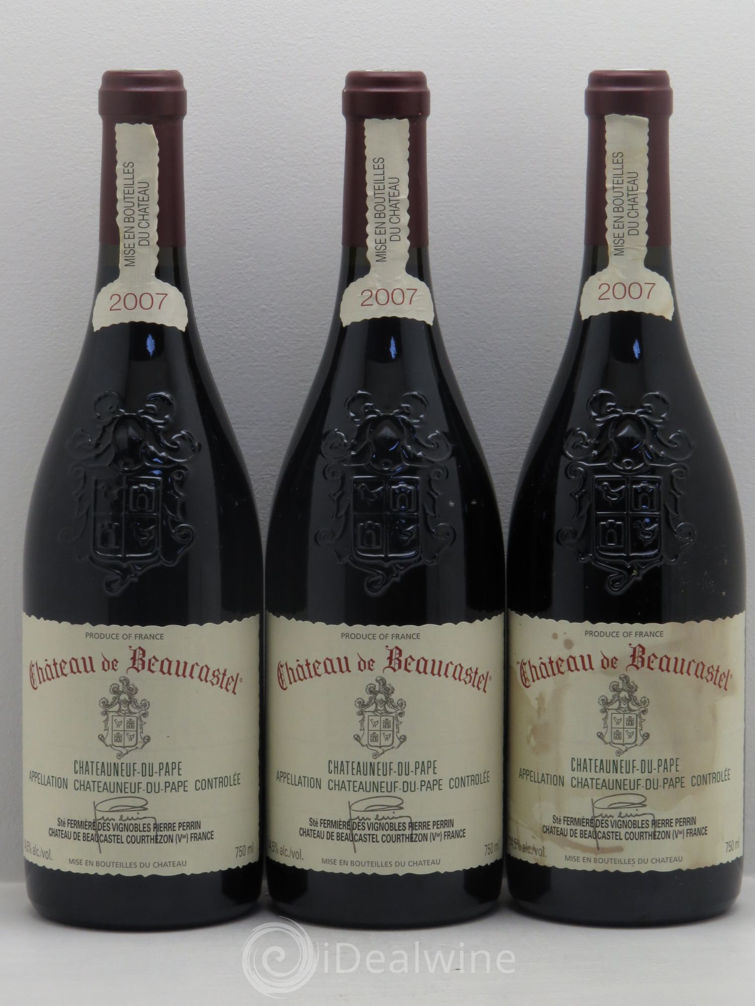 Châteauneuf-du-Pape Château de Beaucastel Famille Perrin 2007 - Lot de 3 bouteilles - 0