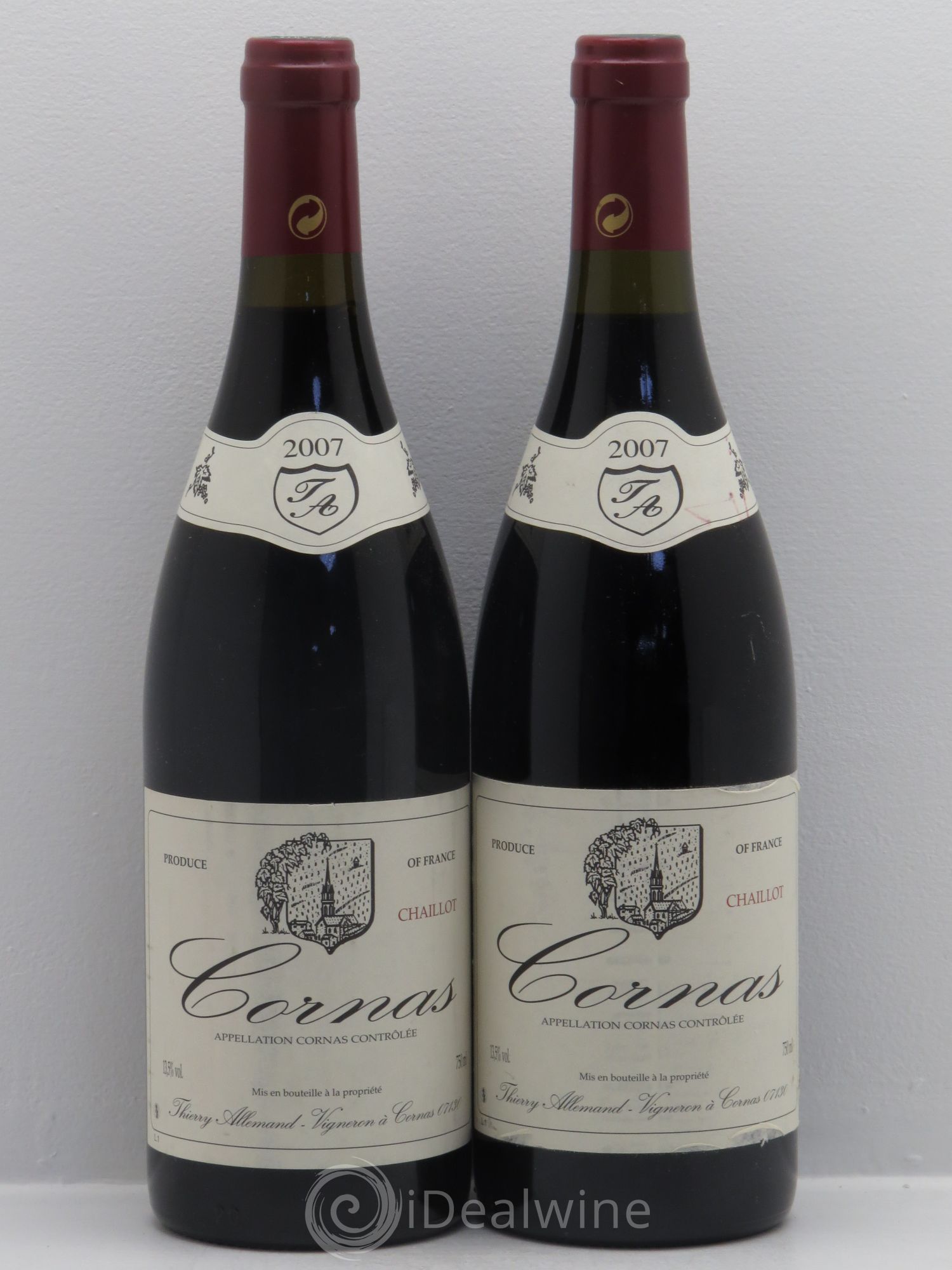 Cornas Chaillot Thierry Allemand 2007 - Lot de 2 bouteilles - 0