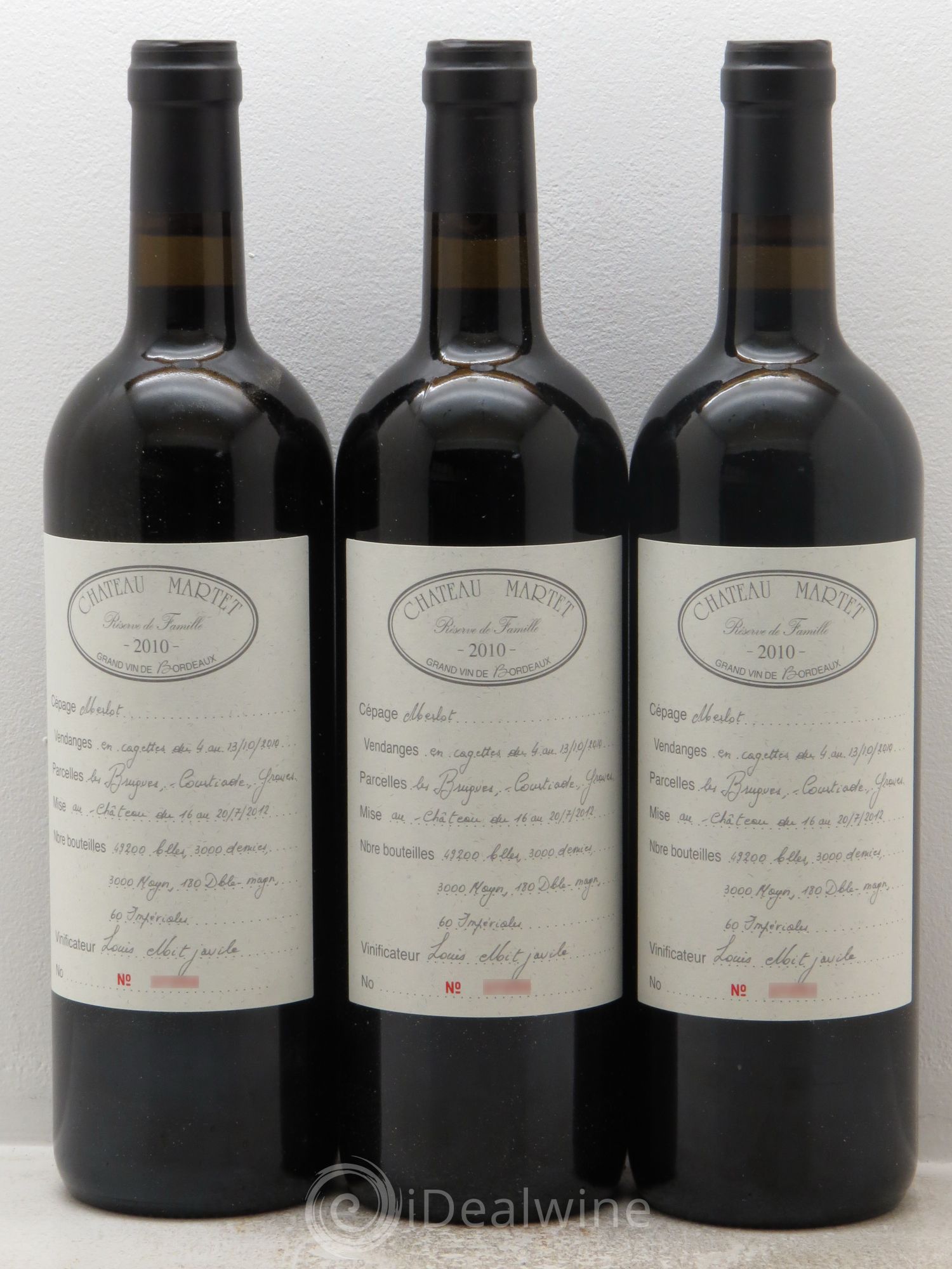 Bordeaux Château Martet 2010 - Posten von 3 Flaschen - 0
