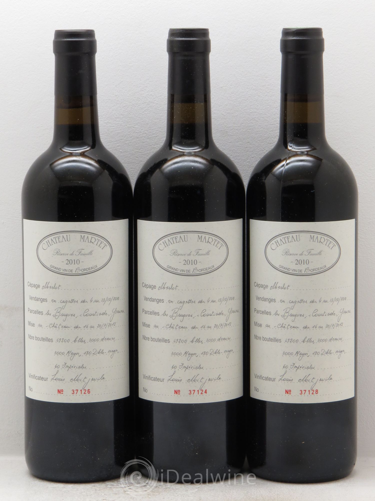 Sainte-Foy-Bordeaux Château Martet Réserve de Famille 2010 - Posten von 3 Flaschen - 0