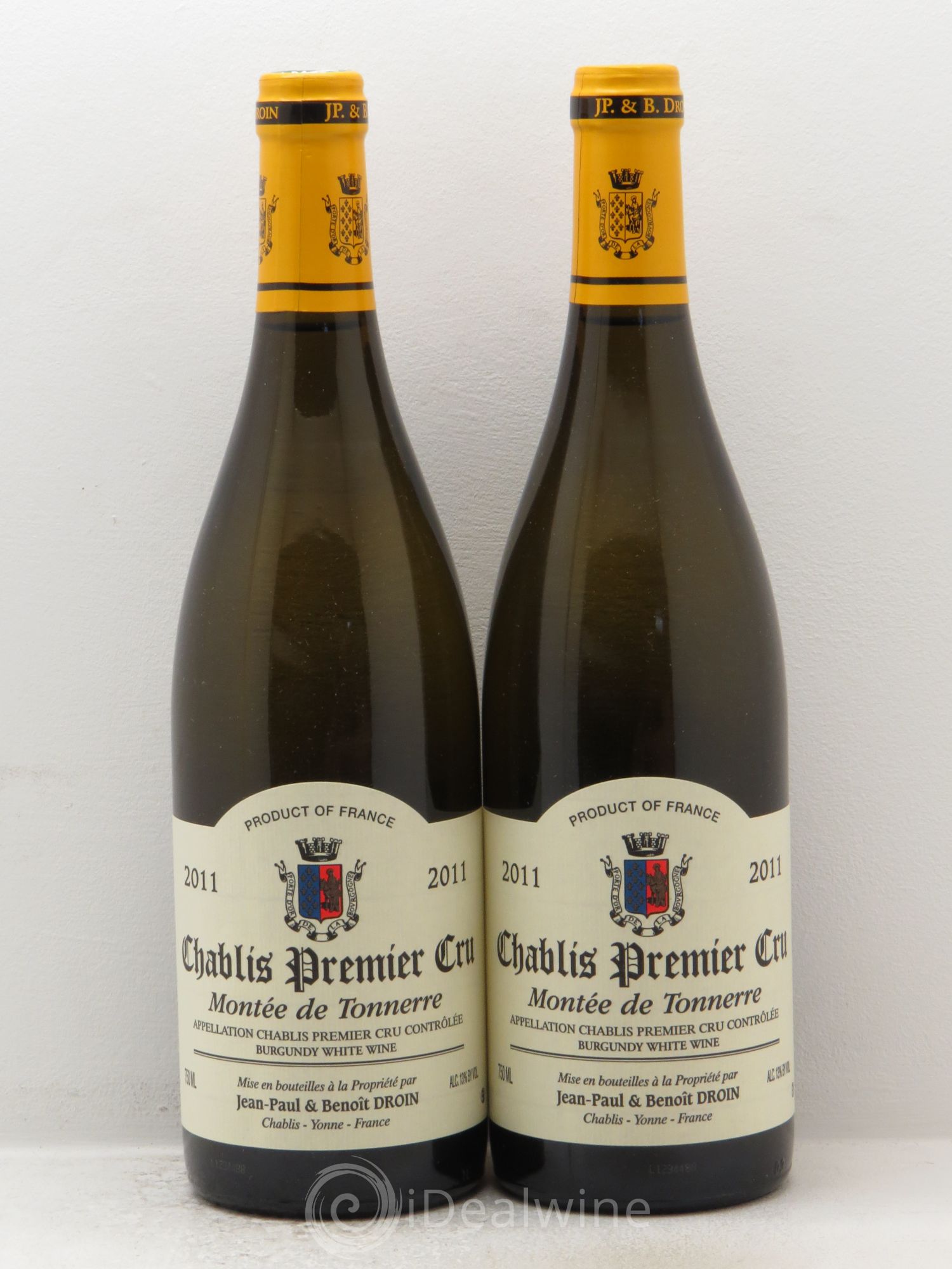 Chablis 1er Cru Montée de Tonnerre Jean-Paul & Benoît Droin (Domaine) 2011 - Lot de 2 bouteilles - 0