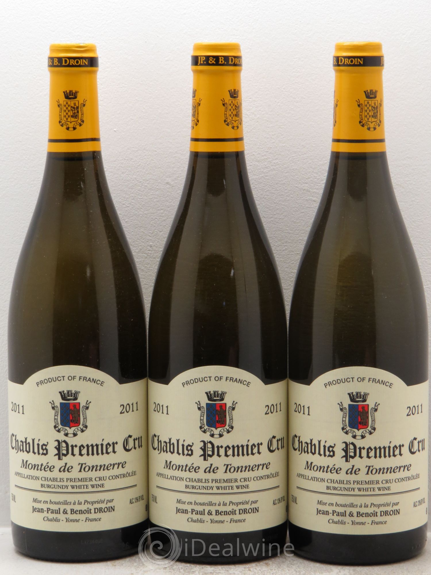 Chablis 1er Cru Montée de Tonnerre Jean-Paul & Benoît Droin (Domaine) 2011 - Lot de 3 bouteilles - 0