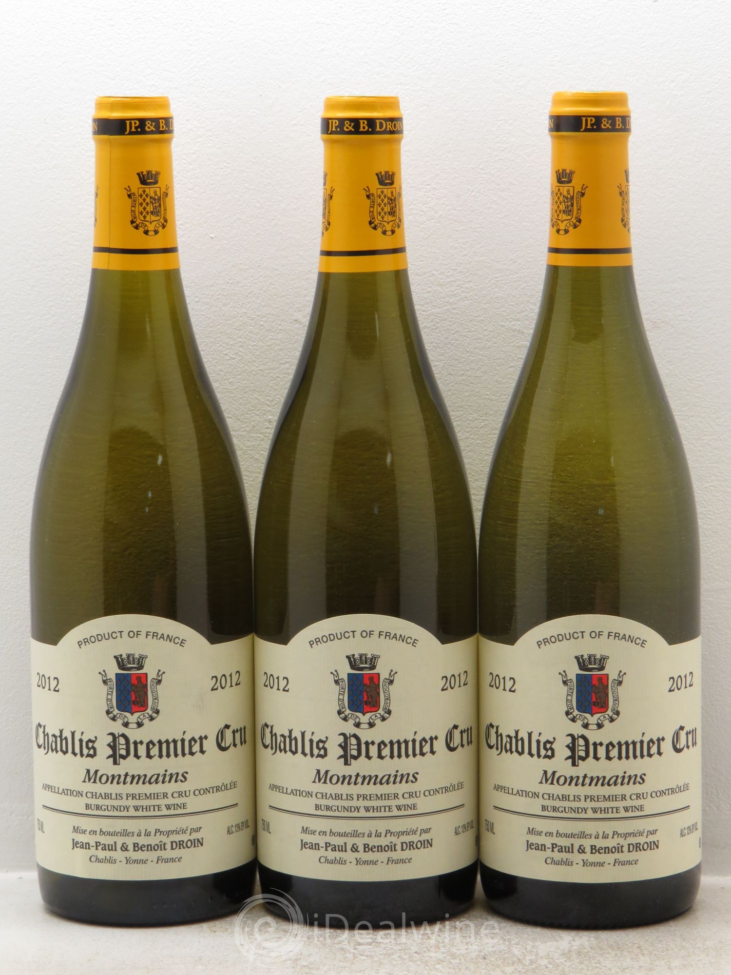 Chablis 1er Cru Montmains Jean-Paul & Benoît Droin (Domaine) 2012 - Lot de 3 bouteilles - 0