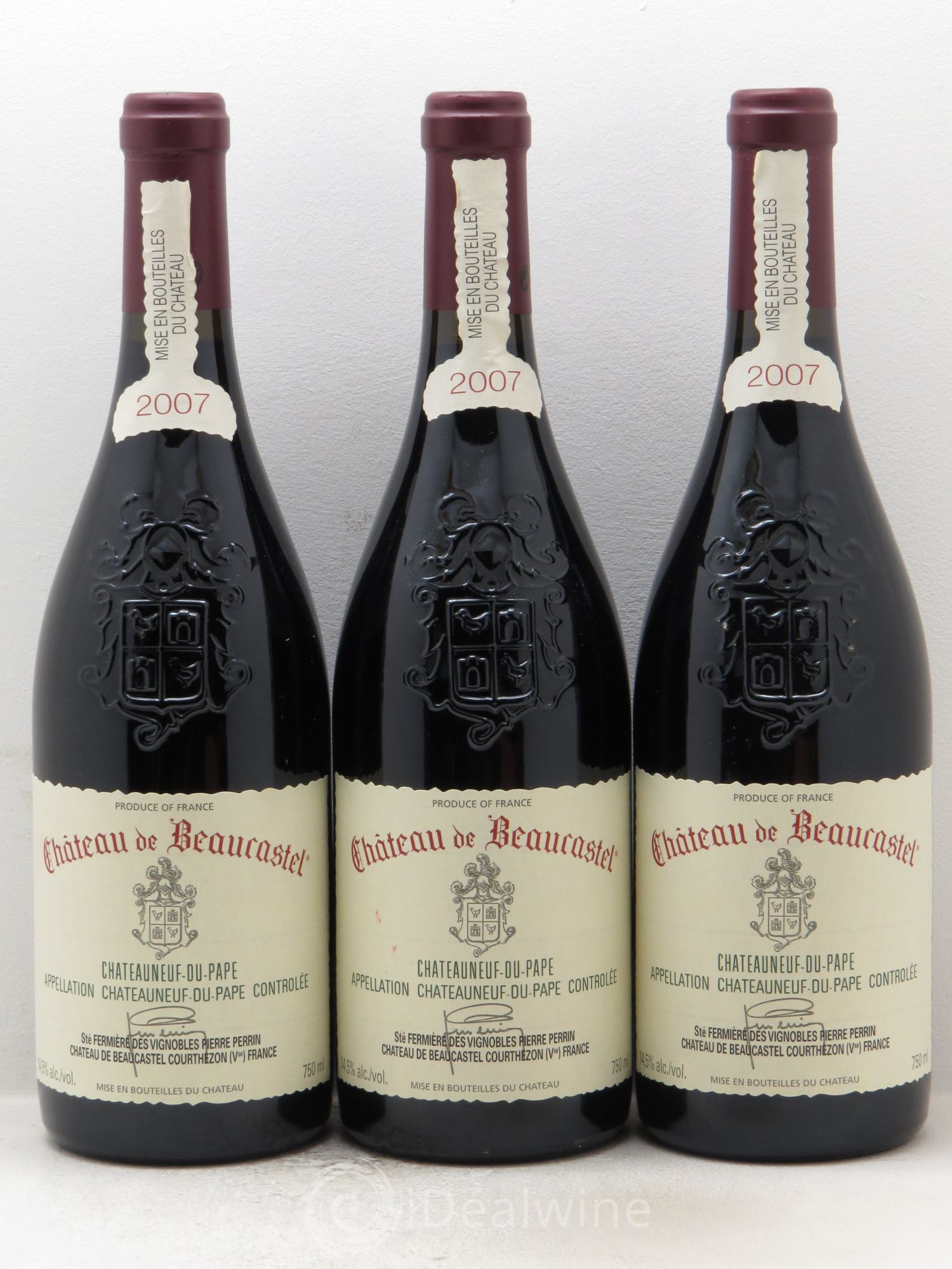 Châteauneuf-du-Pape Château de Beaucastel Famille Perrin 2007 - Lot de 3 bouteilles - 0