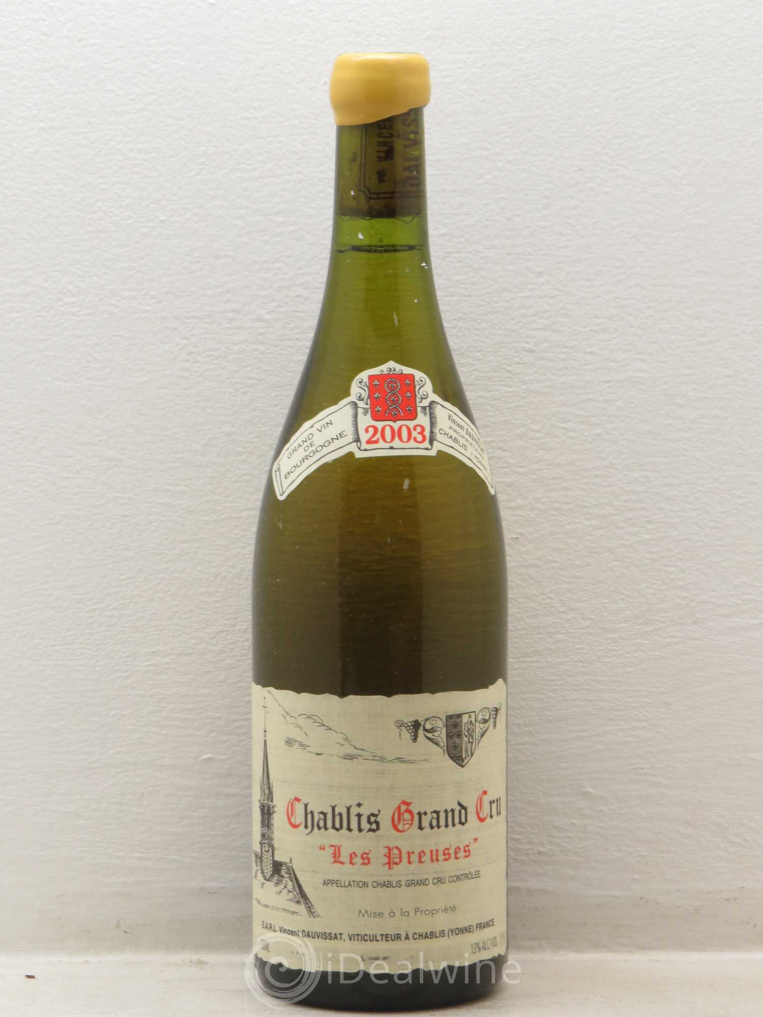 Chablis Grand Cru Les Preuses Vincent Dauvissat (Domaine) 2003 - Lot de 1 bouteille - 0