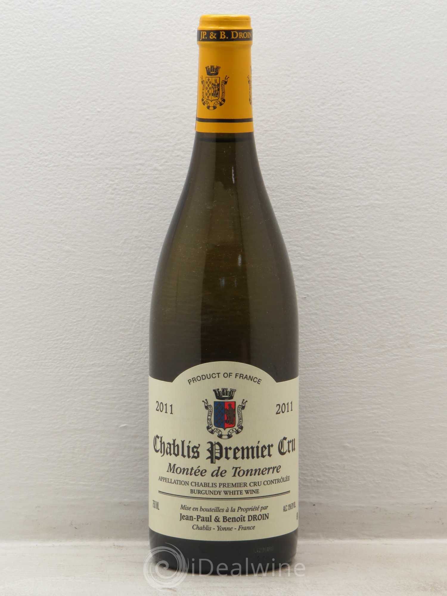 Chablis 1er Cru Montée de Tonnerre Jean-Paul & Benoît Droin (Domaine) 2011 - Lot de 1 bouteille - 0