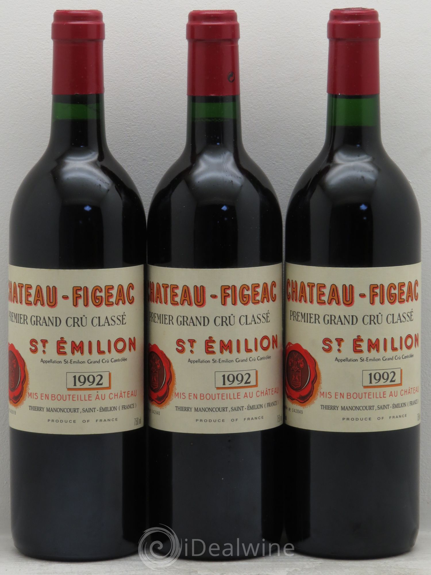 Château Figeac 1er Grand Cru Classé A 1992 - Lot de 3 bouteilles - 0