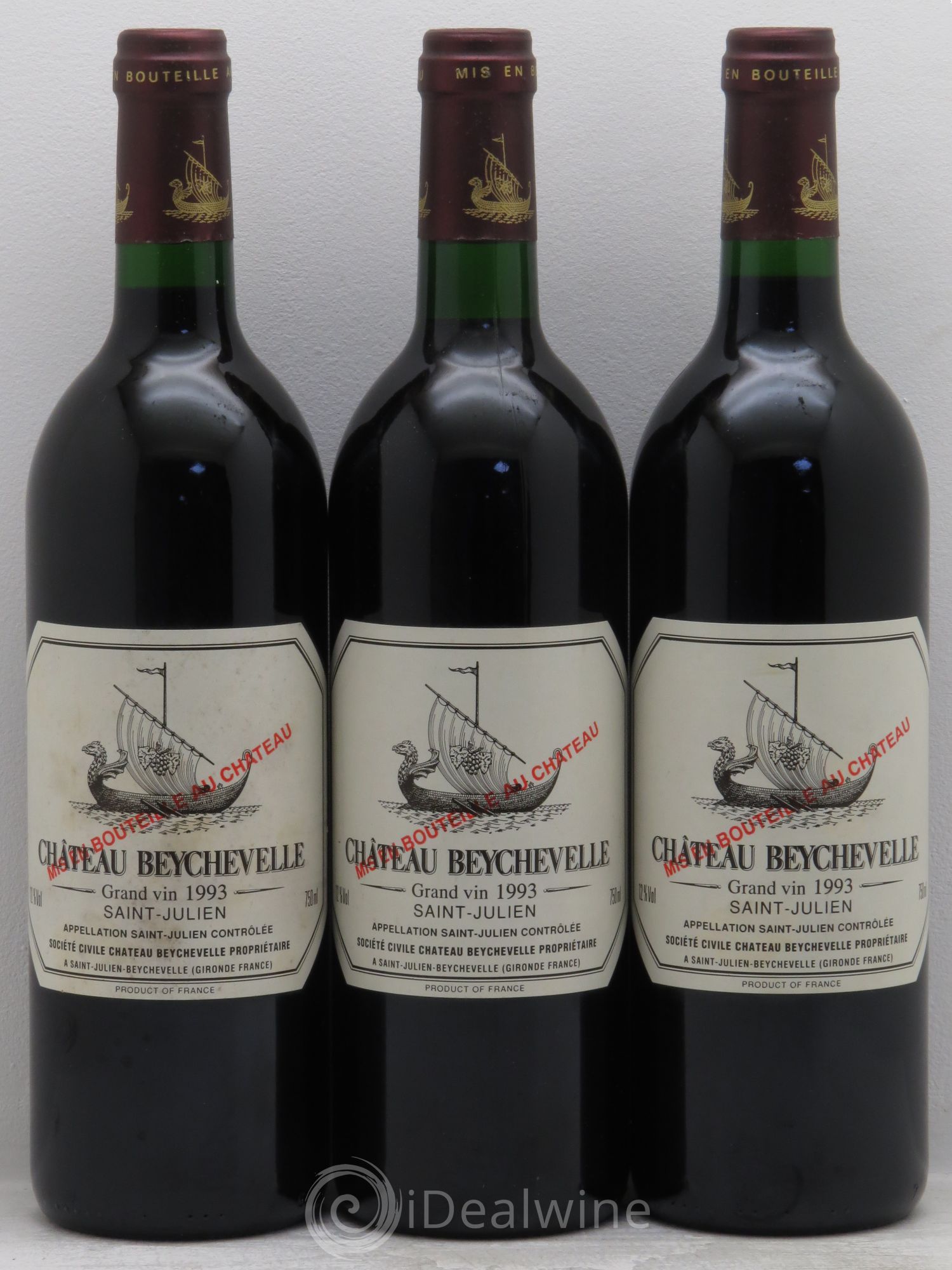 Château Beychevelle 4ème Grand Cru Classé 1993 - Lot de 3 bouteilles - 0