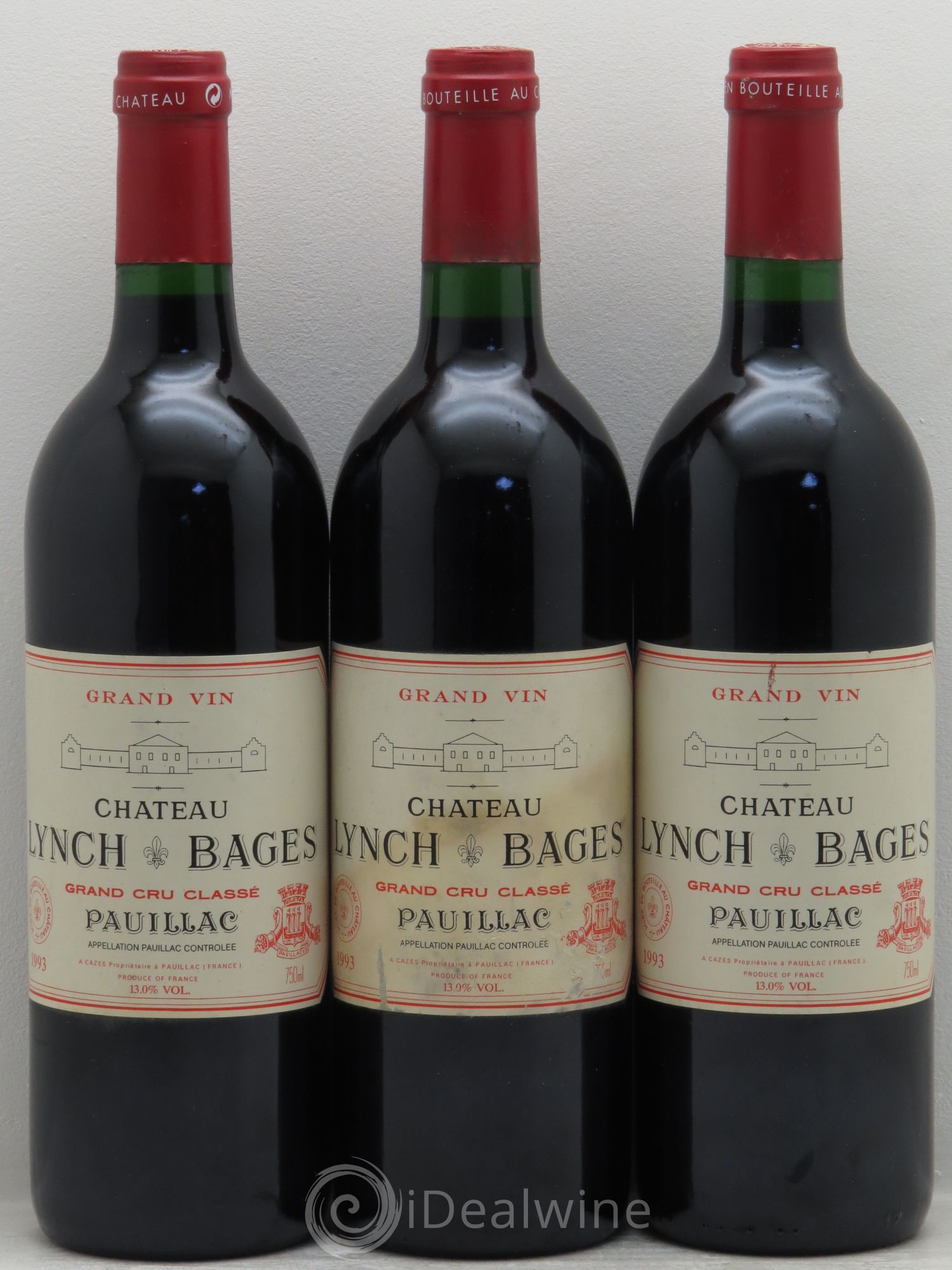 Château Lynch Bages 5ème Grand Cru Classé 1993 - Lot de 3 bouteilles - 0