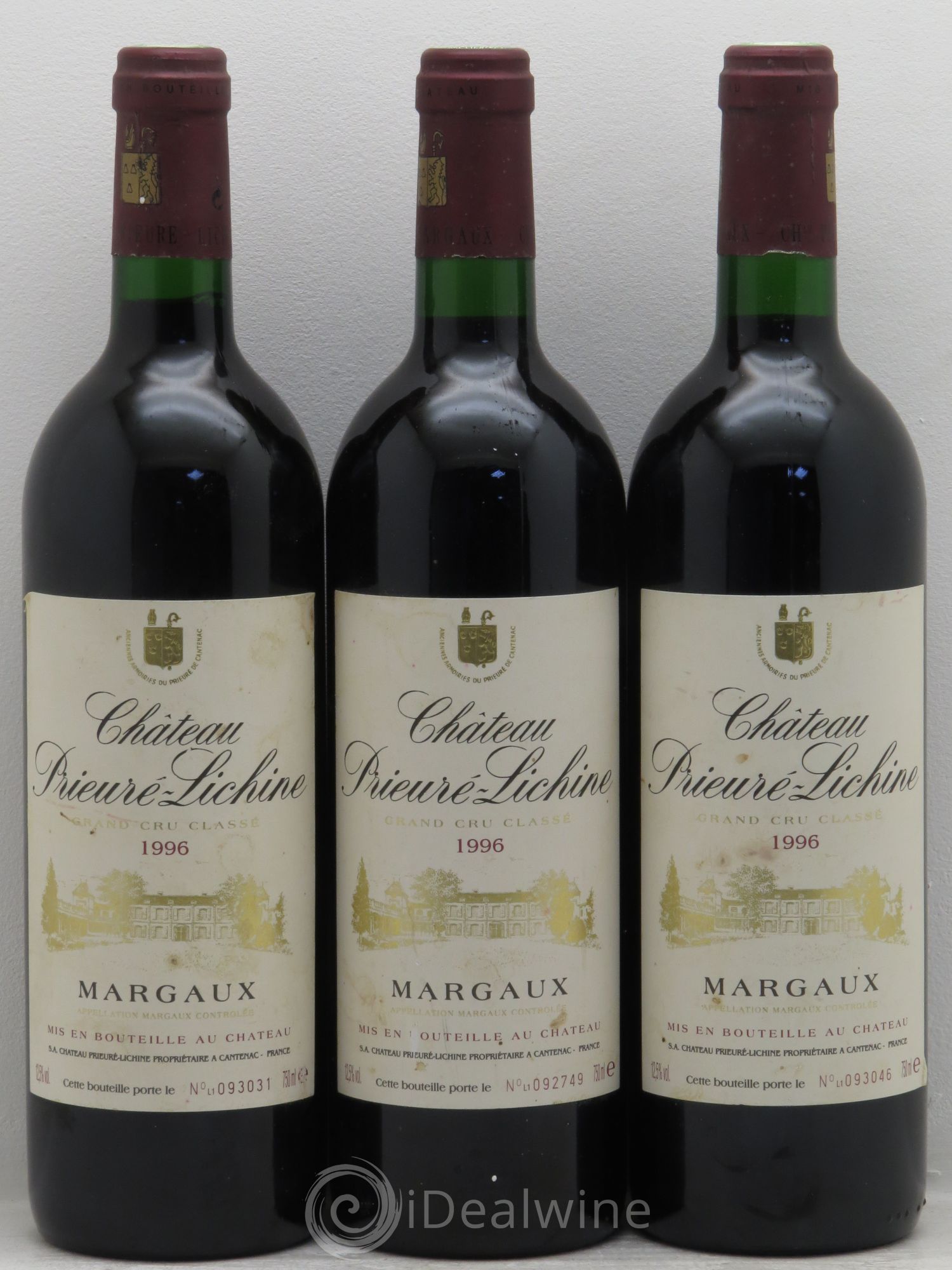 Château Prieuré Lichine 4ème Grand Cru Classé 1996 - Lot de 3 bouteilles - 0
