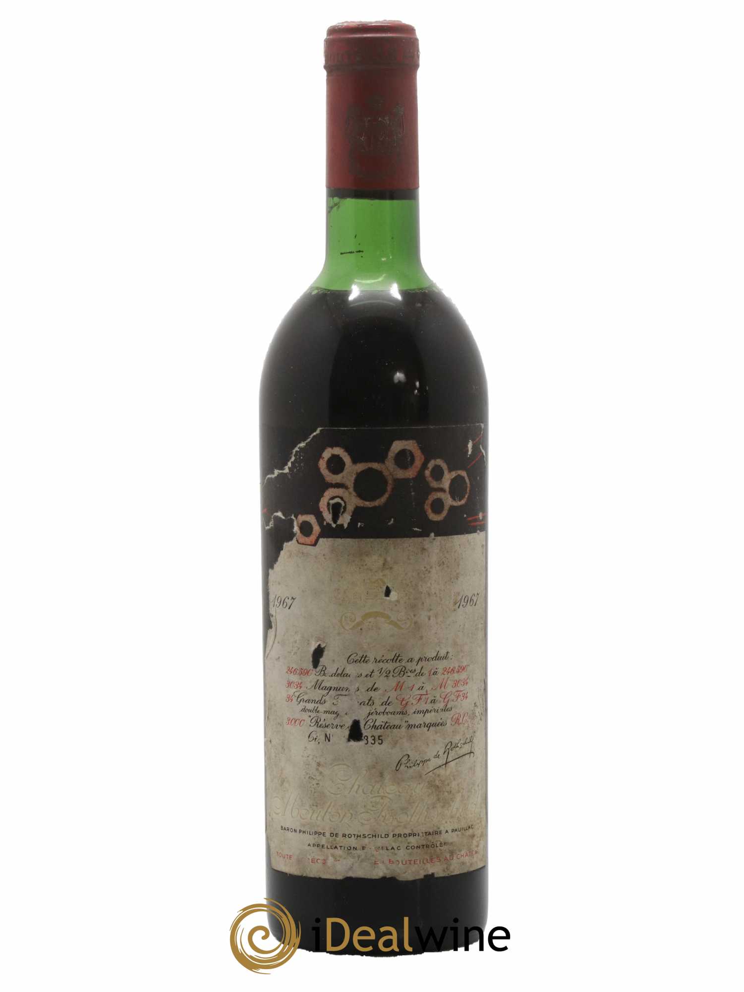 Château Mouton Rothschild 1er Grand Cru Classé 1967 - Lot de 1 bouteille - 0