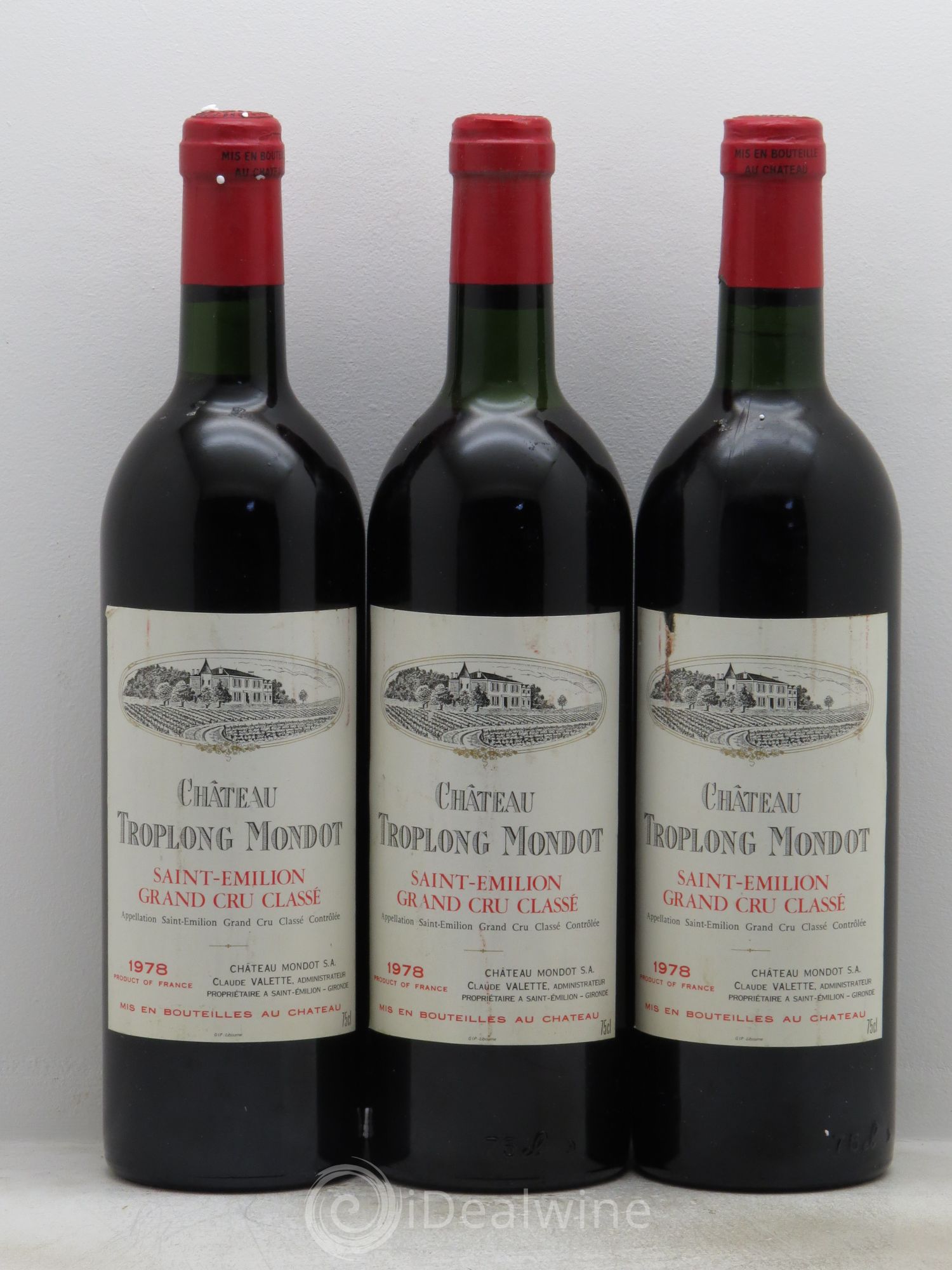 Château Troplong Mondot 1er Grand Cru Classé B 1978 - Lot de 3 bouteilles - 0
