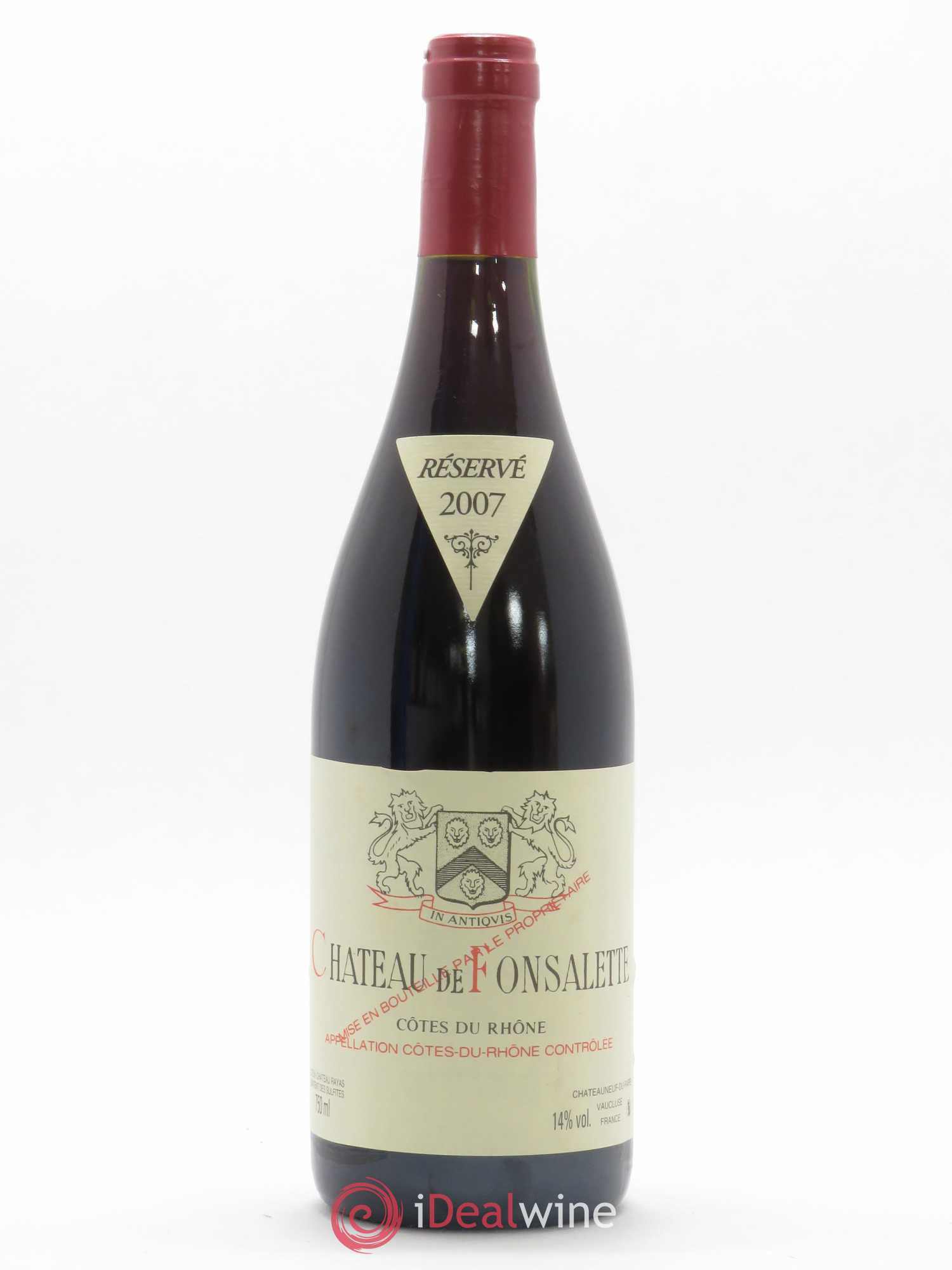 Côtes-du-Rhône Château de Fonsalette Emmanuel Reynaud 2007 - Lot de 1 bouteille - 0