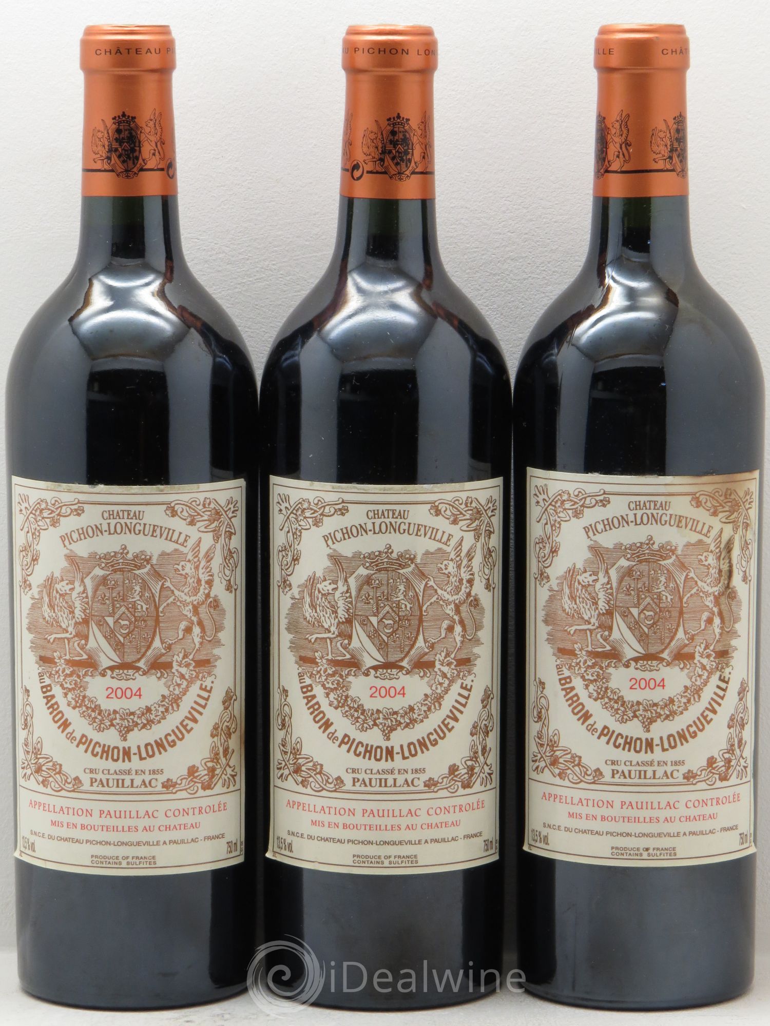 Pichon Longueville Baron 2ème Grand Cru Classé 2004 - Lot de 3 bouteilles - 0