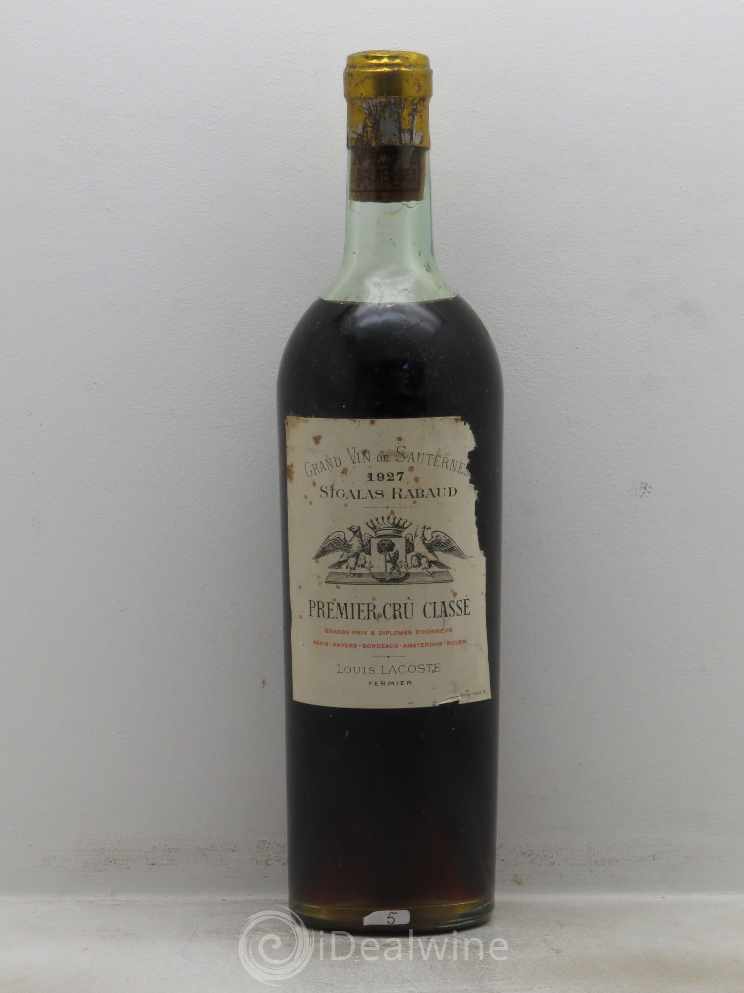 Château Sigalas Rabaud 1er Grand Cru Classé 1927 - Posten von 1 Flasche - 0