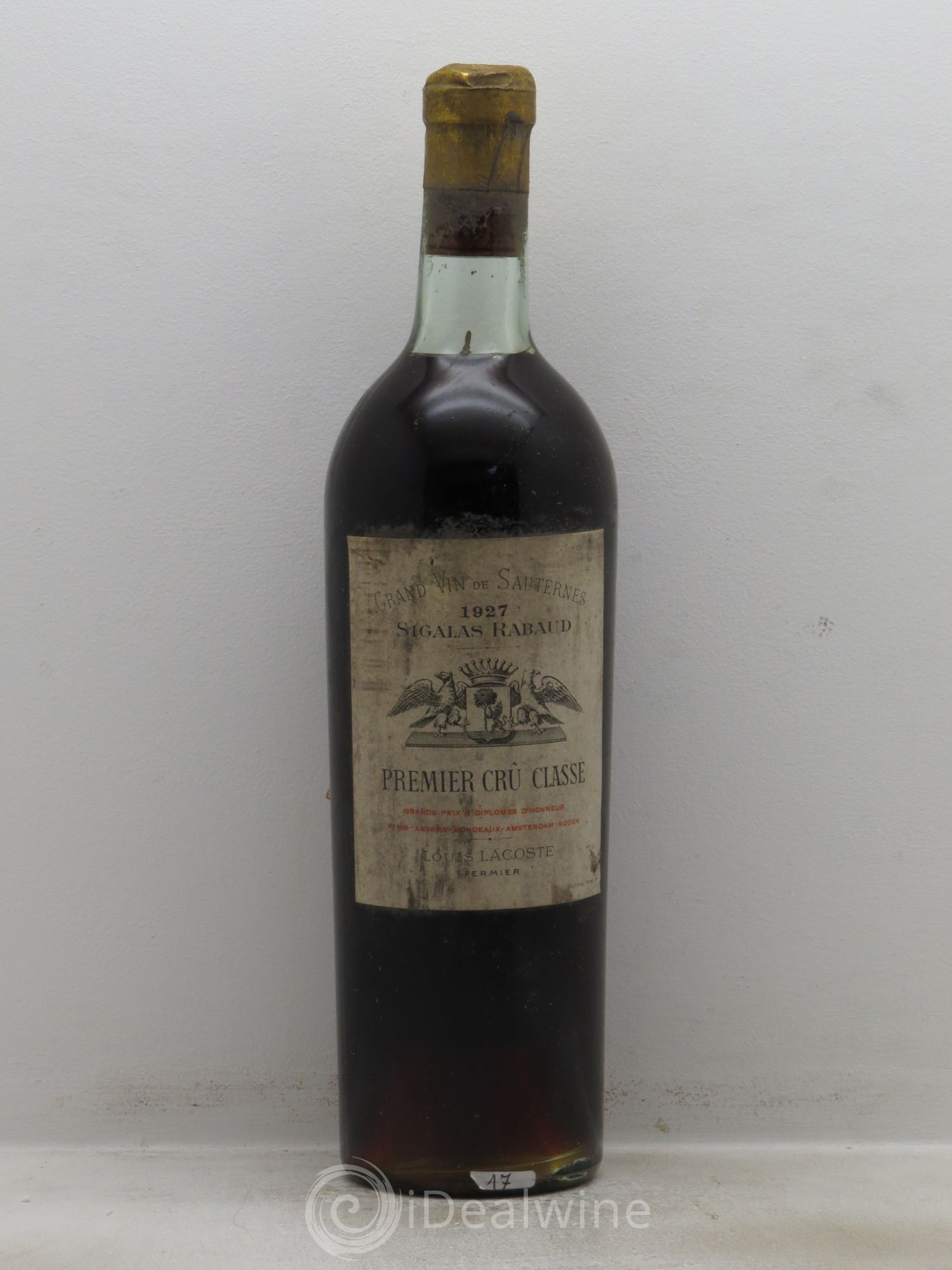 Château Sigalas Rabaud 1er Grand Cru Classé 1927 - Lotto di 1 bottiglia - 0