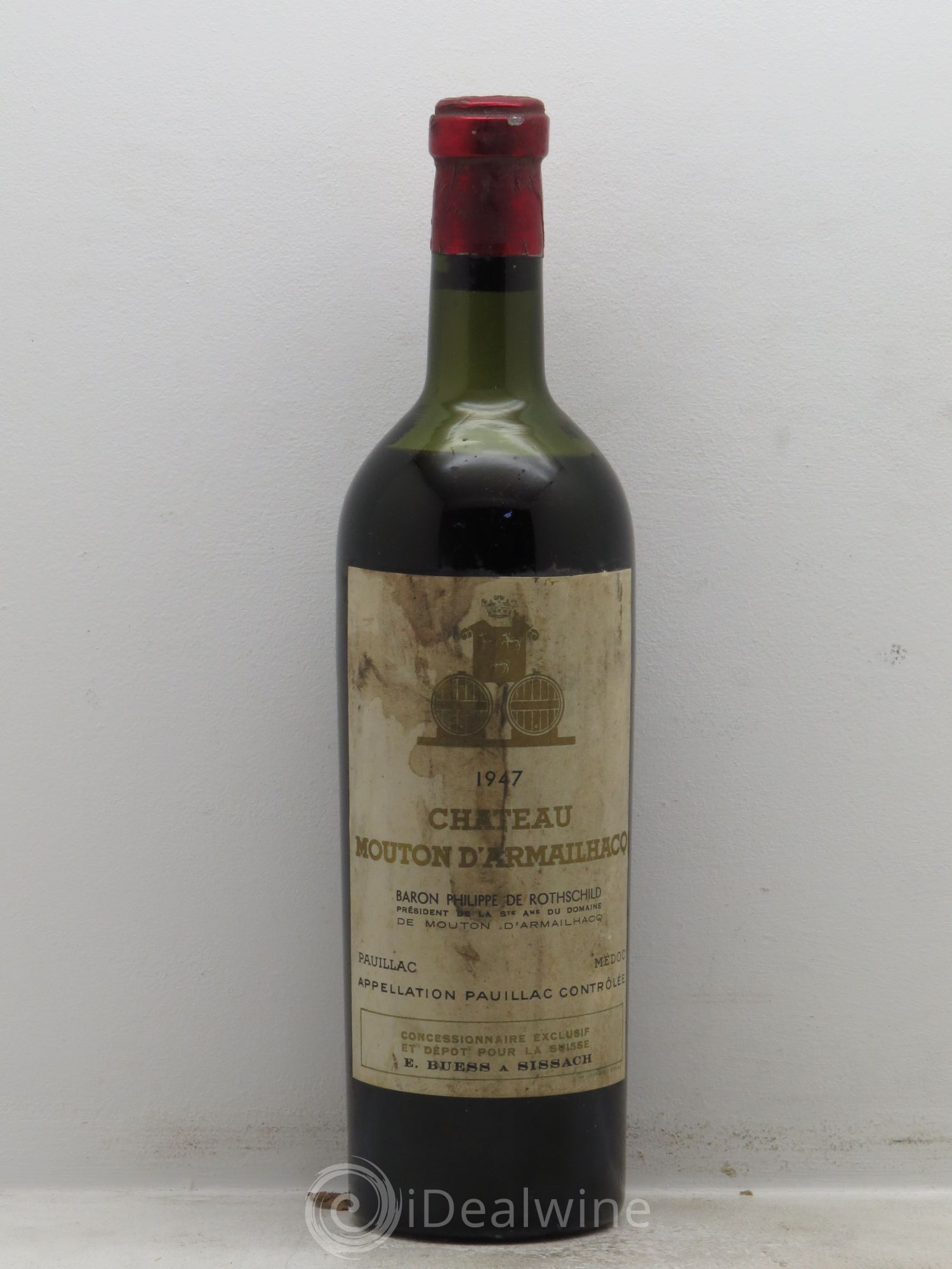 Château d' Armailhac - Mouton Baron(ne) Philippe 5ème Grand Cru Classé 1947 - Lot de 1 bouteille - 0