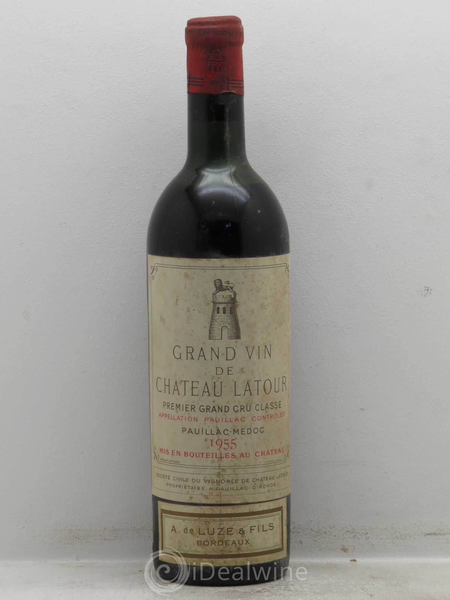 Château Latour 1er Grand Cru Classé (sous étiq. A de Luze) 1955 - Posten von 1 Flasche - 0
