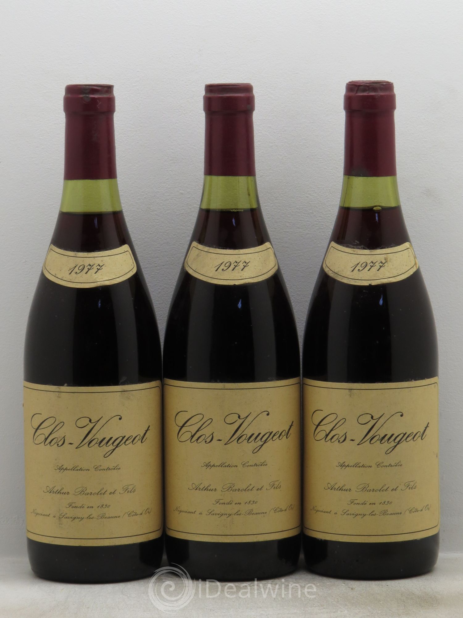 Clos de Vougeot Grand Cru A.Barolet 1977 - Lot de 3 bouteilles - 0