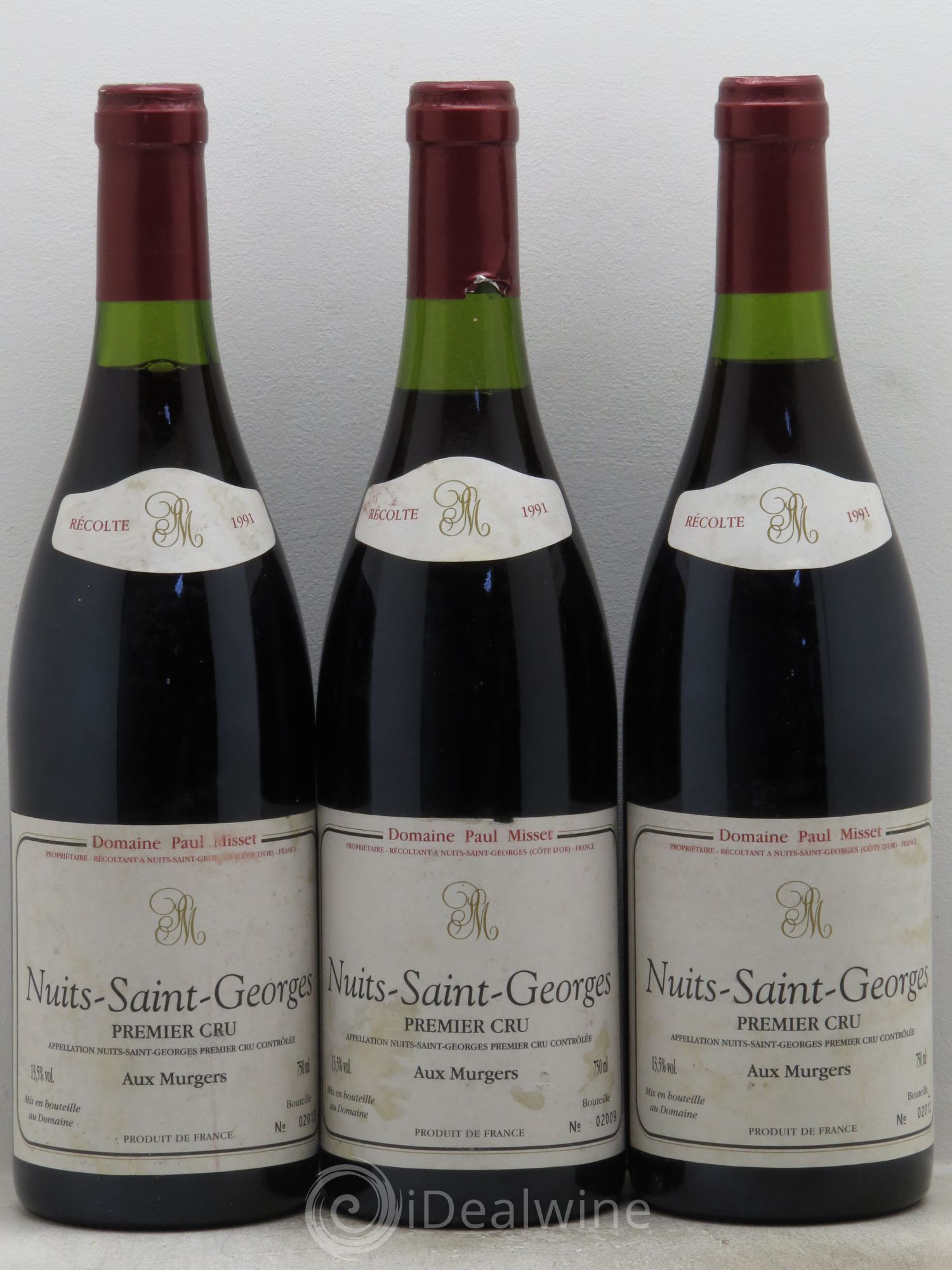 Nuits-Saint-Georges 1er Cru Domaine Paul Misset 1991 - Lot de 3 bouteilles - 0