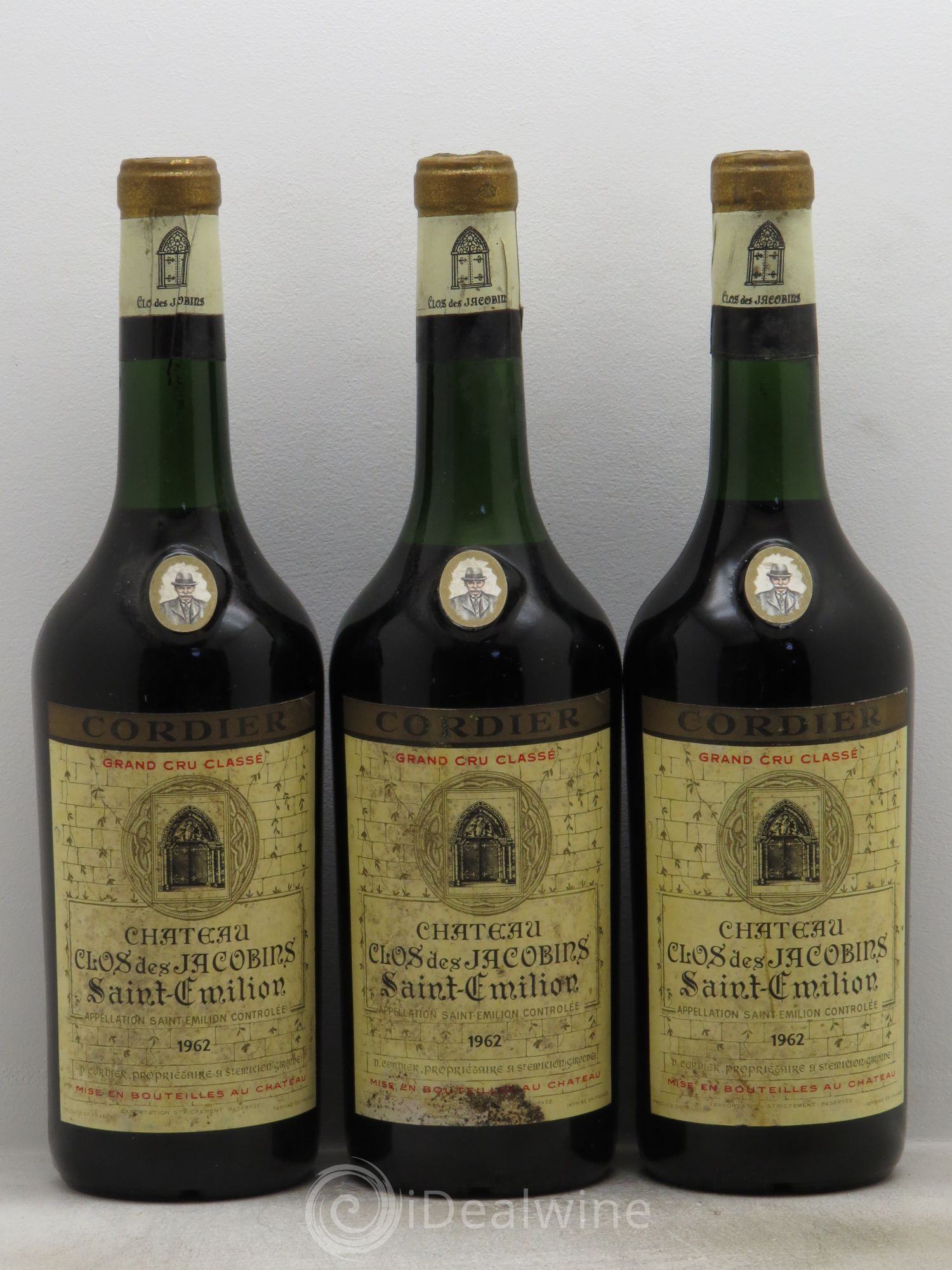 Château Clos des Jacobins Grand Cru Classé 1962 - Lot de 3 bouteilles - 0