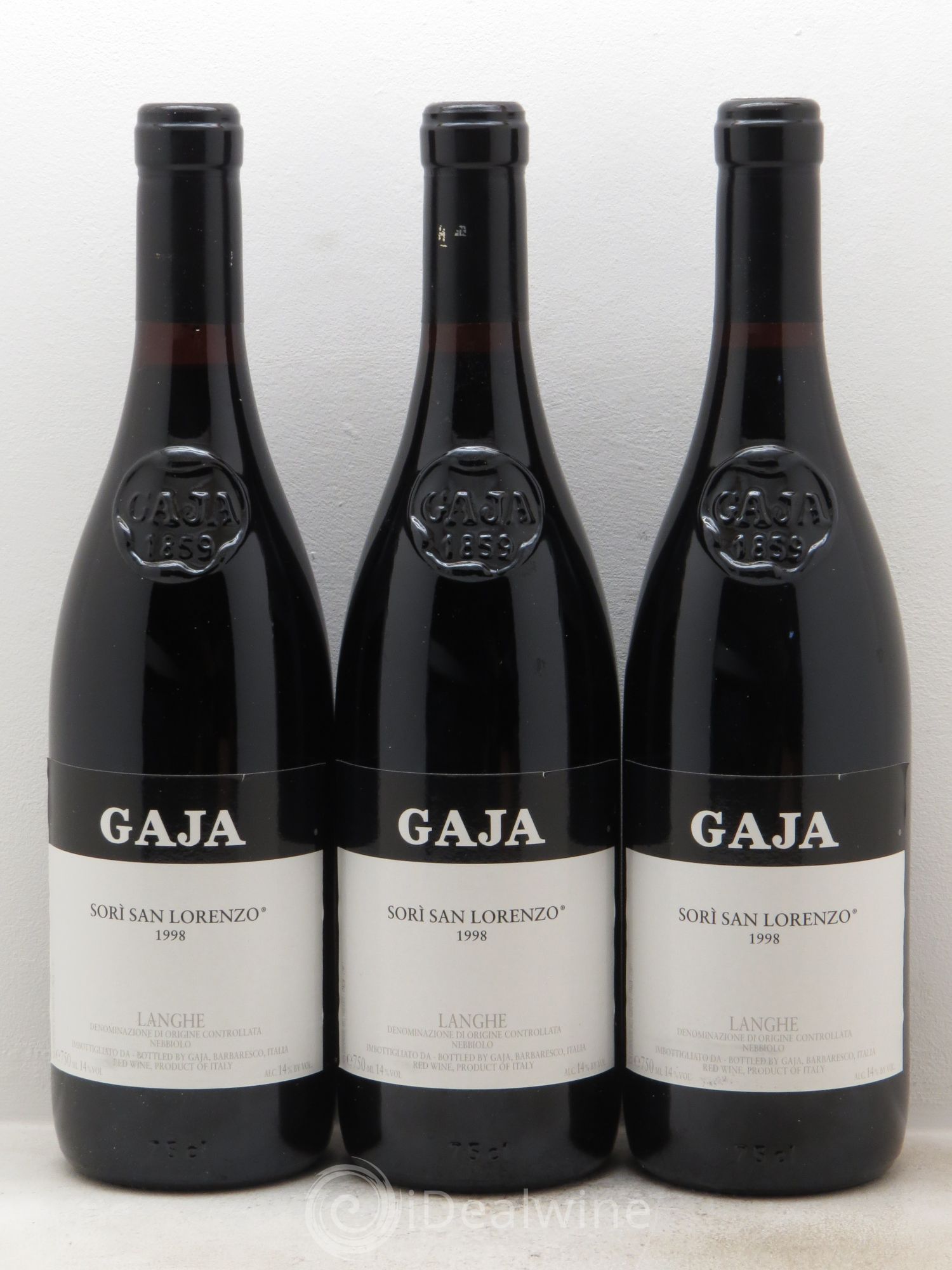 Langhe DOC Sori San Lorenzo Angelo Gaja 1998 - Lot de 3 bouteilles - 0