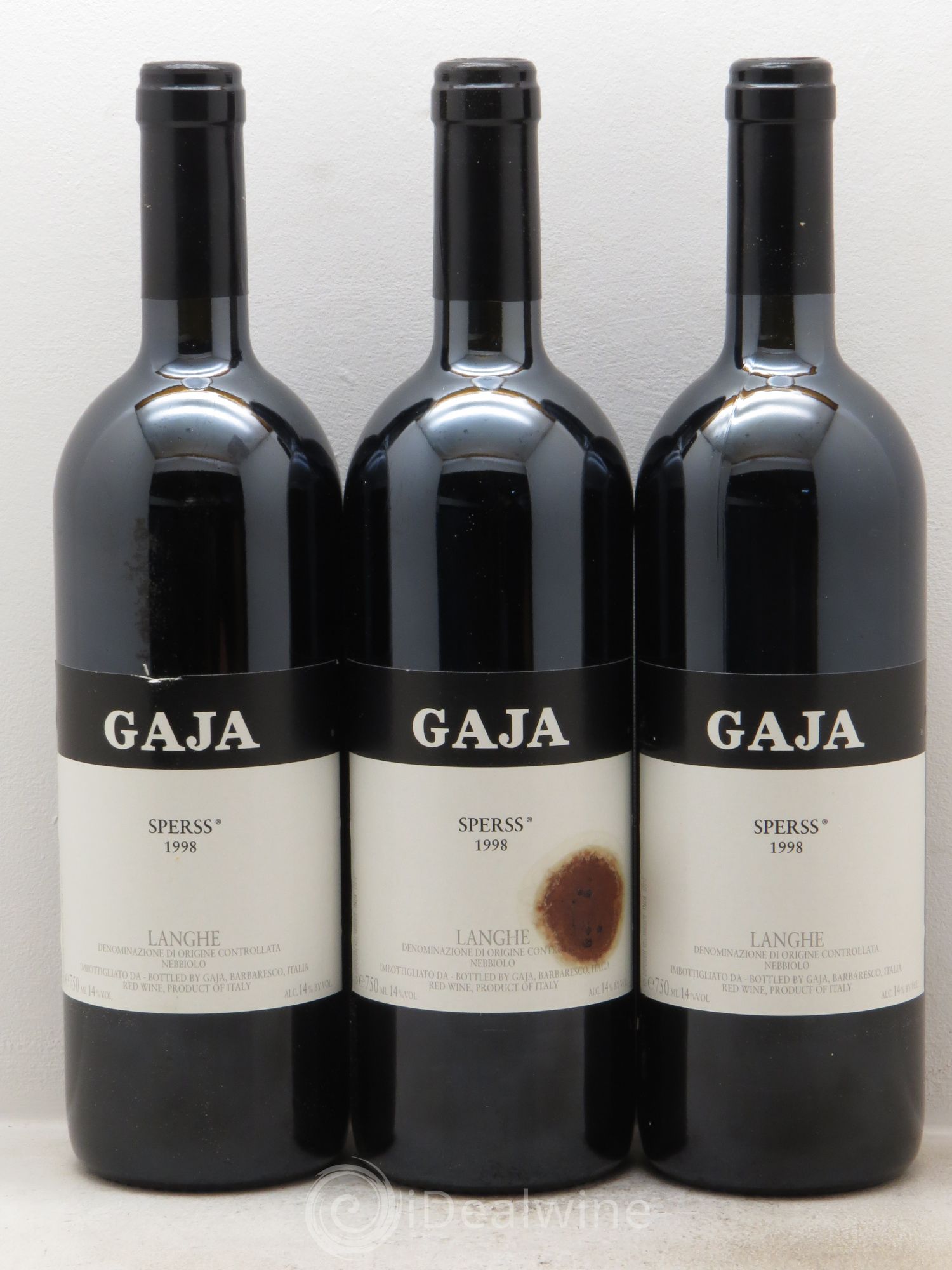 Langhe Sperss Angelo Gaja 1998 - Lot de 3 bouteilles - 0