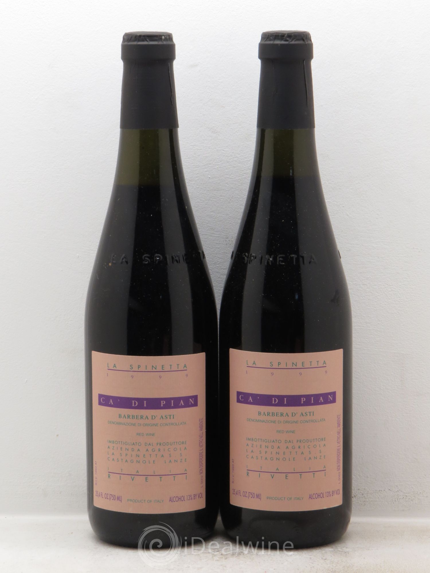 Italie Barbera s'Asti Ca di Pian Rivetti la Spinetta 1999 - Posten von 2 Flaschen - 0